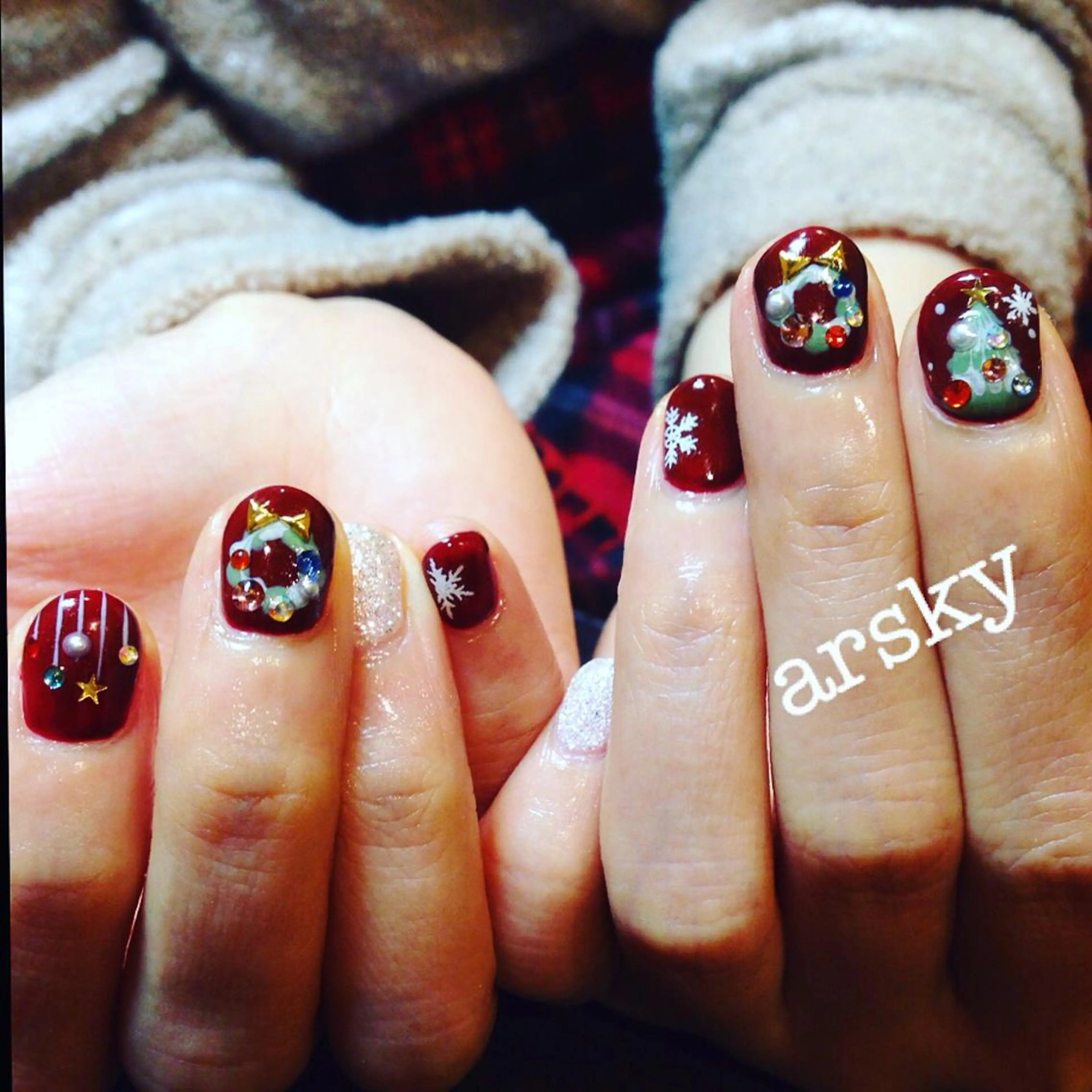 ネイル ショートネイル 冬ネイル クリスマス Mateo Nail Artのネイルデザイン