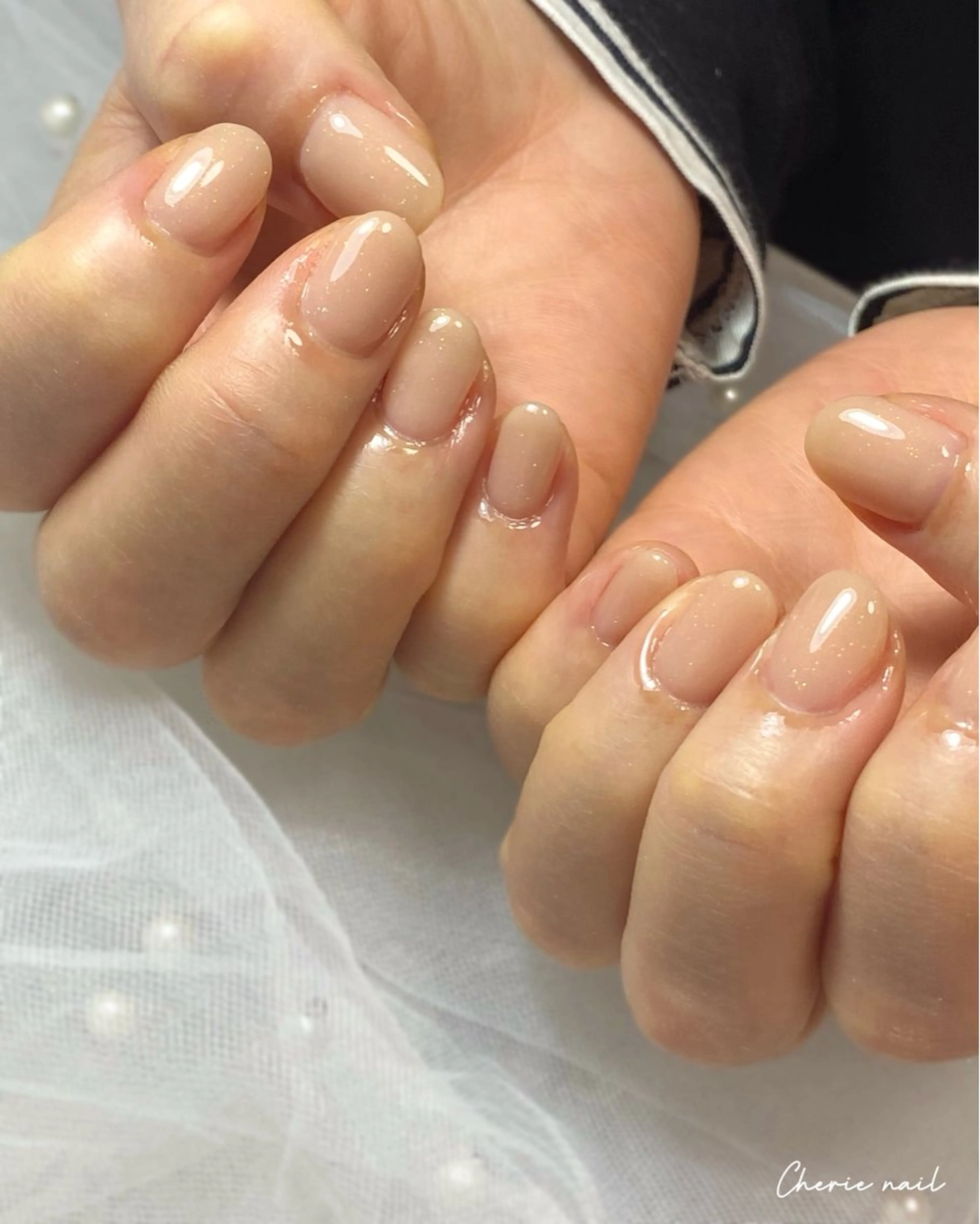 ネイル ジェルネイル ラメ(グリッター) オフィスネイル ワンカラーネイル シンプルネイル ハンドネイル Cherienail yunaのネイルデザイン