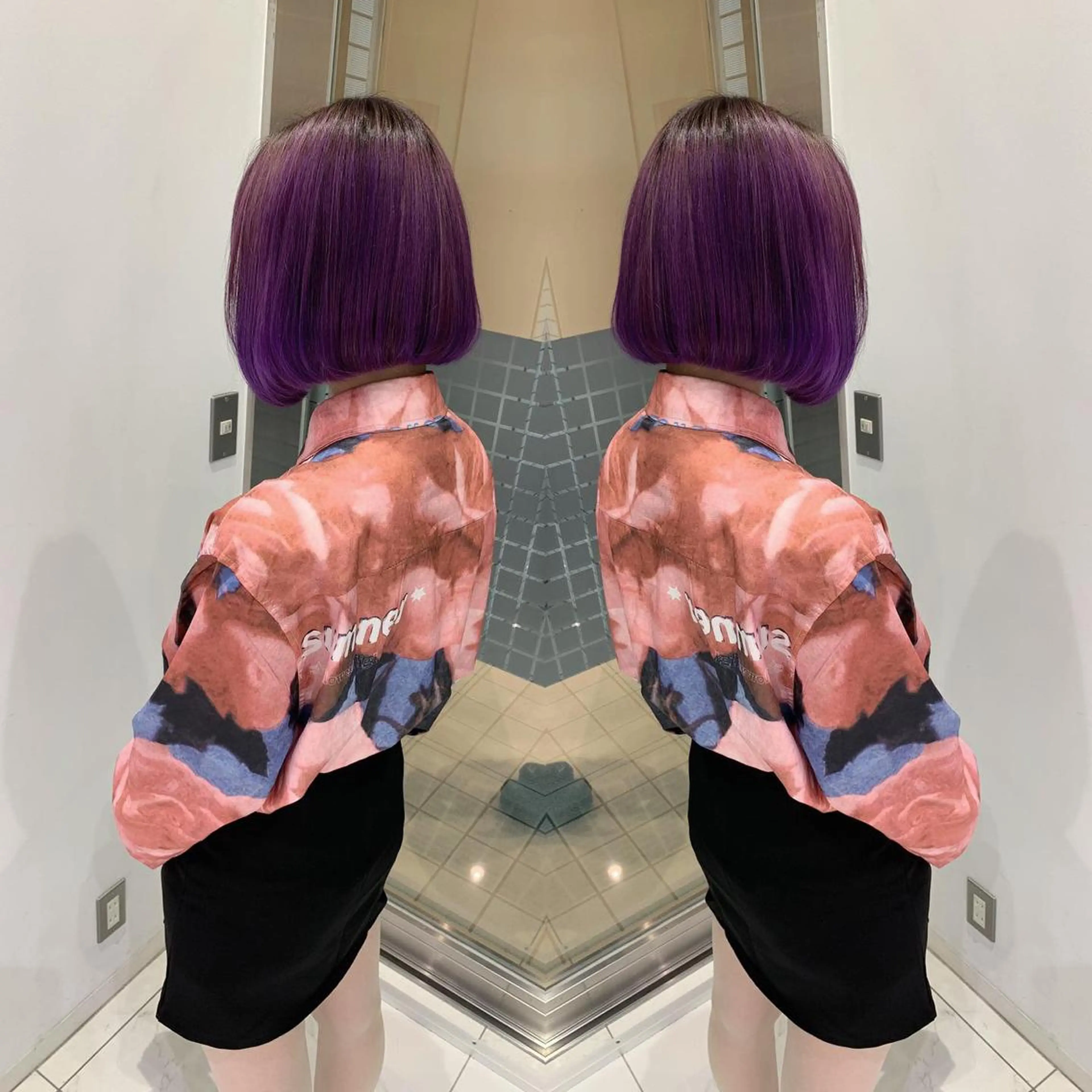 ショート カラー ブリーチ パープルカラー カット ヘアカラー トリートメント N° jillva ♦️川端裕司♦️のヘアスタイル