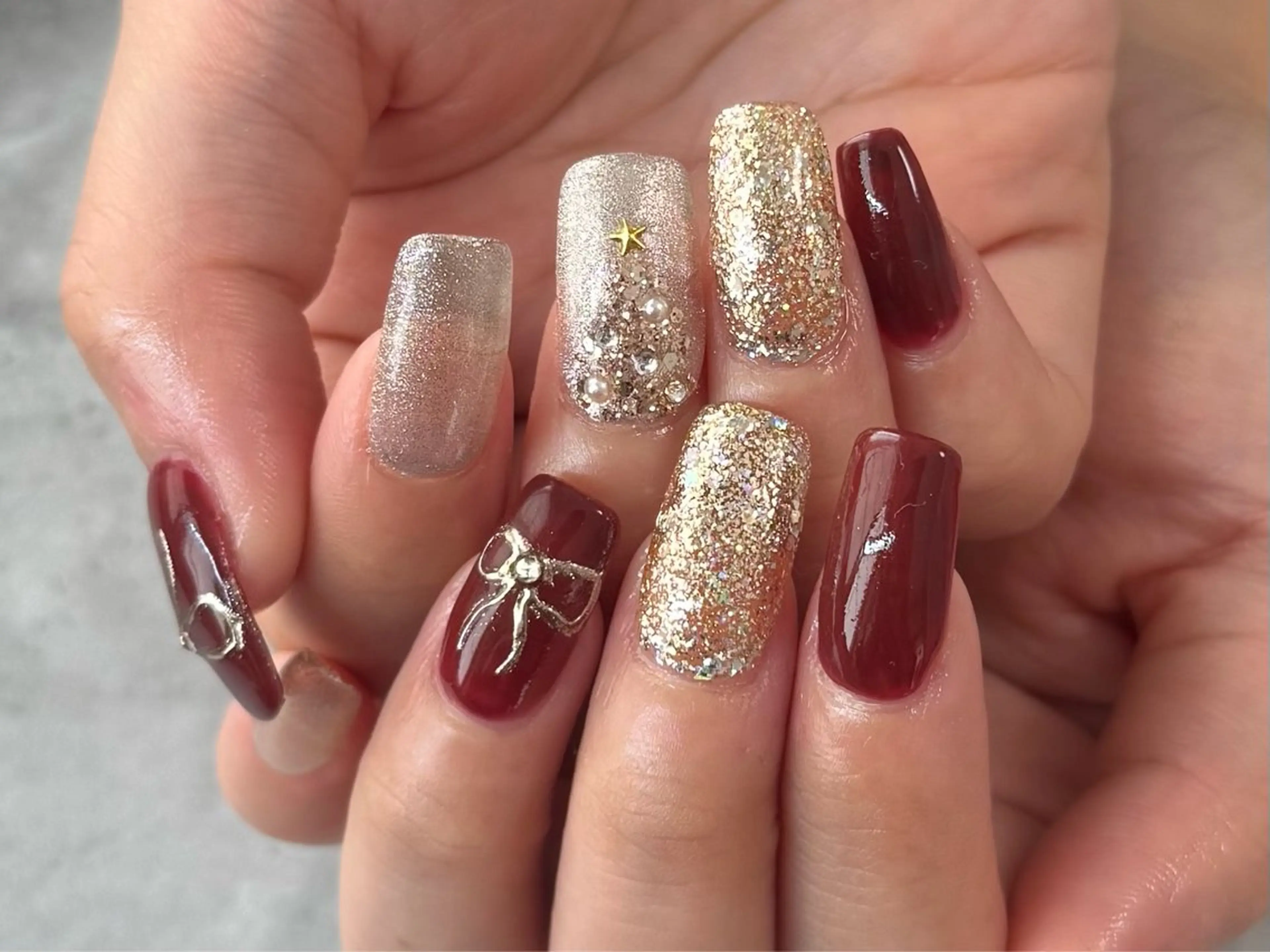 ネイル 長さ出し 冬ネイル クリスマス N.plus NaiLのネイルデザイン