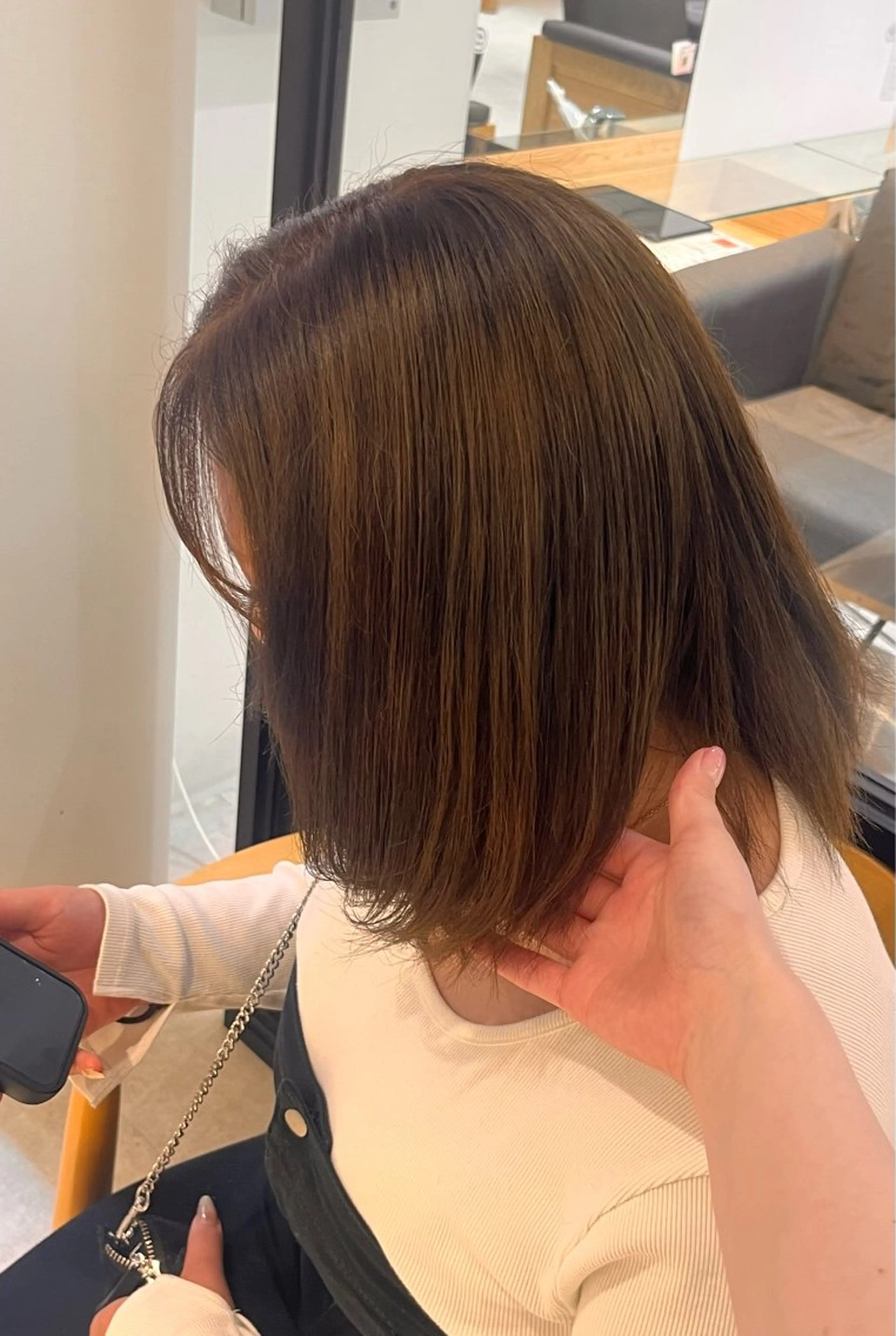 ミディアム カラー ブリーチ ブラウンカラー ヘアカラー 田中 もも🍑のヘアスタイル