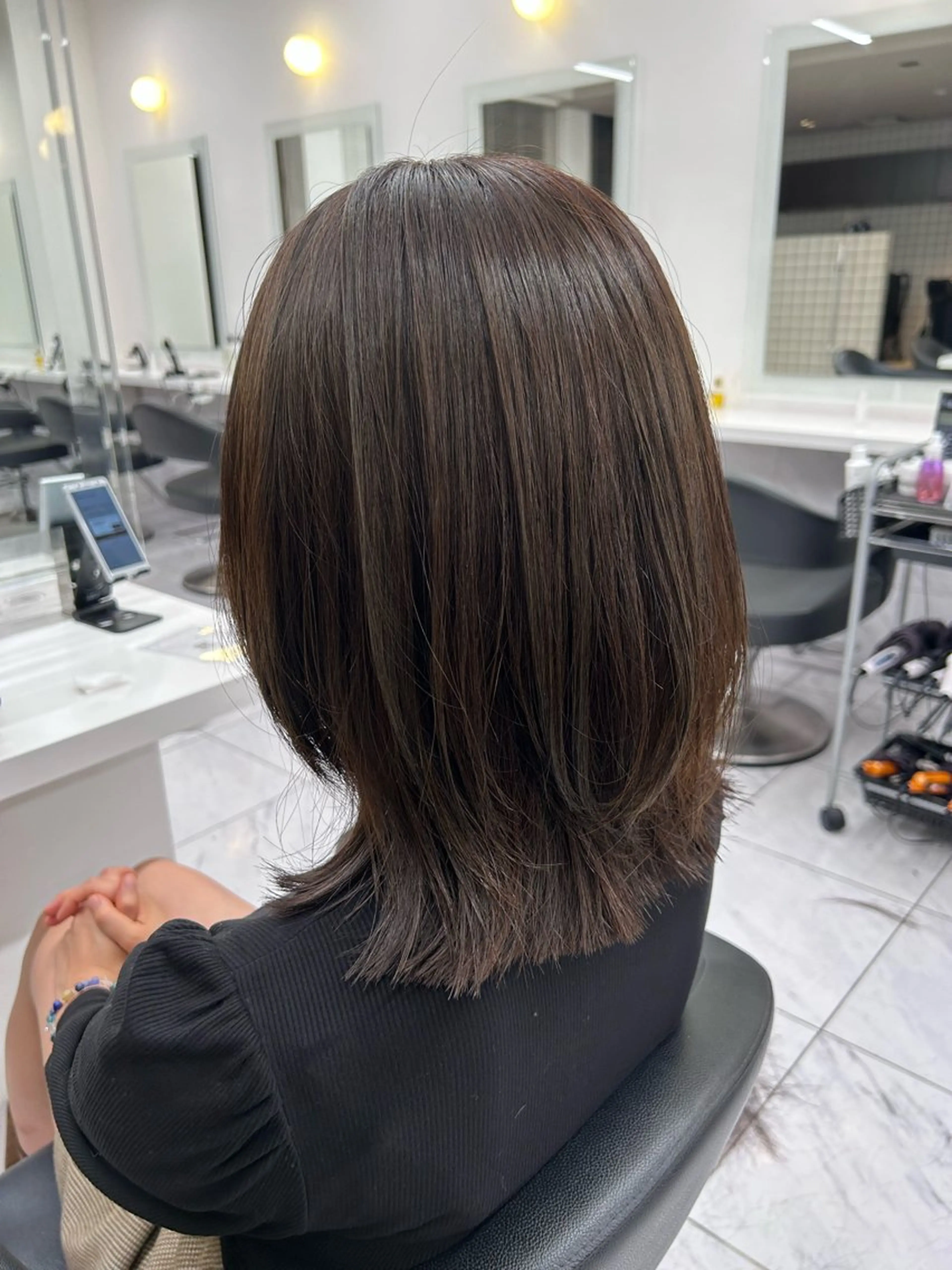 セミロング カラー パーマ ヘアアレンジ ブリーチなしカラー/ ブラウン/レイヤーのヘアスタイル