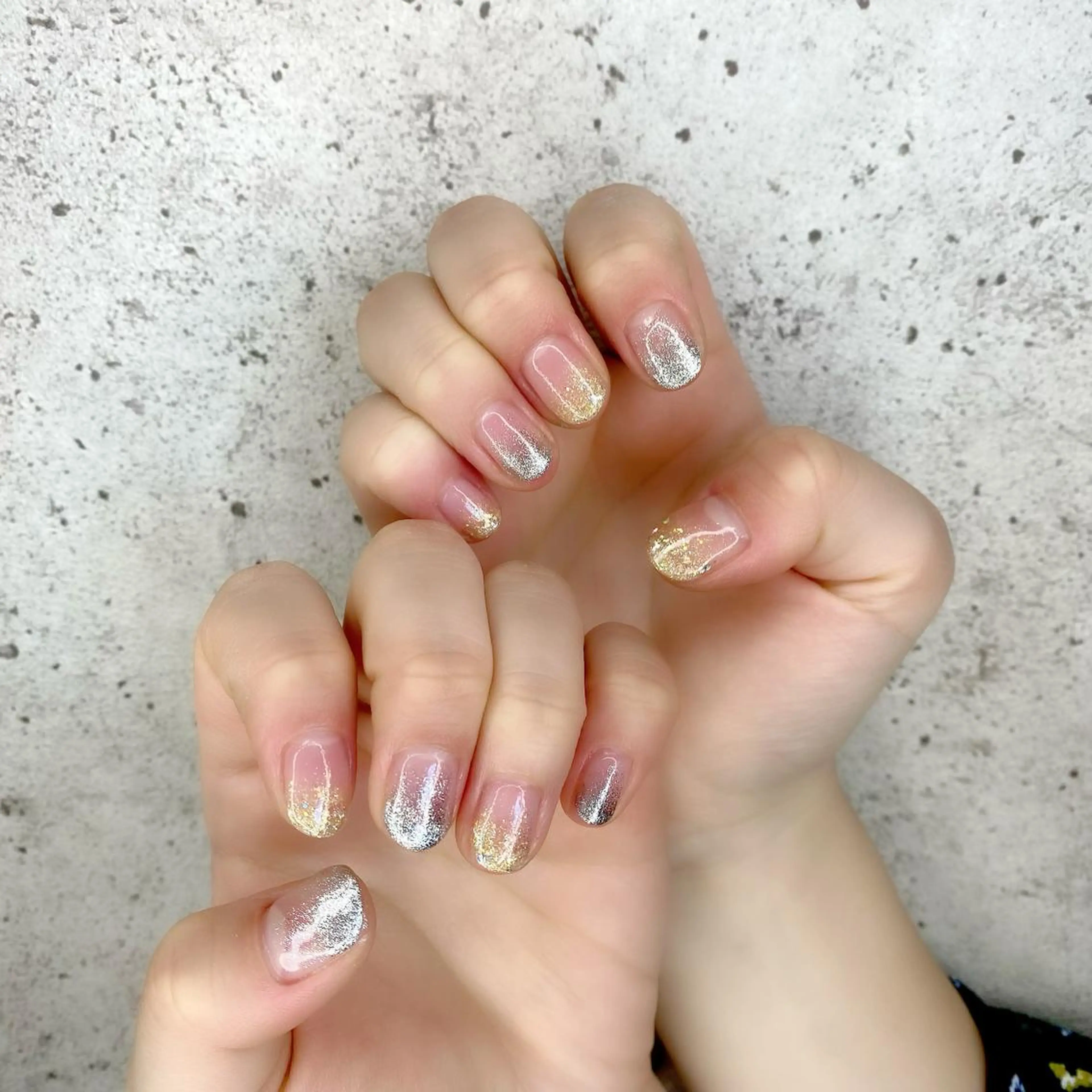 ショート カラー パーマ ヘアアレンジ メンズ キッズ ネイル マツエク・マツパ グラデーションカラー クリスマス グラデーション キラキラネイル ラメ(グリッター) Salon Ｋのネイルデザイン