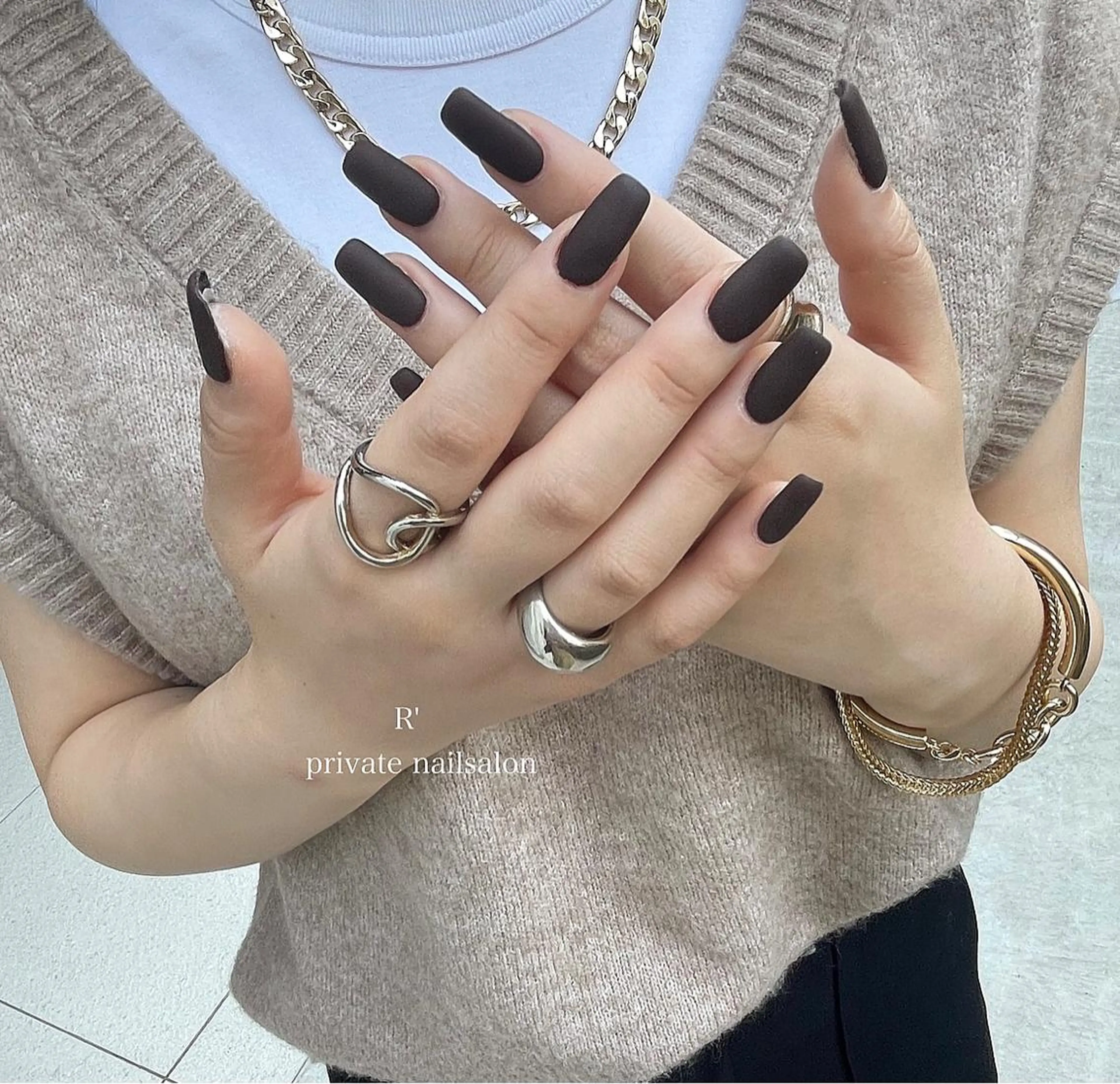 ネイル マットネイル ハンドネイル Bersinar nail所属・Bersinar nail(rina)のネイルデザイン