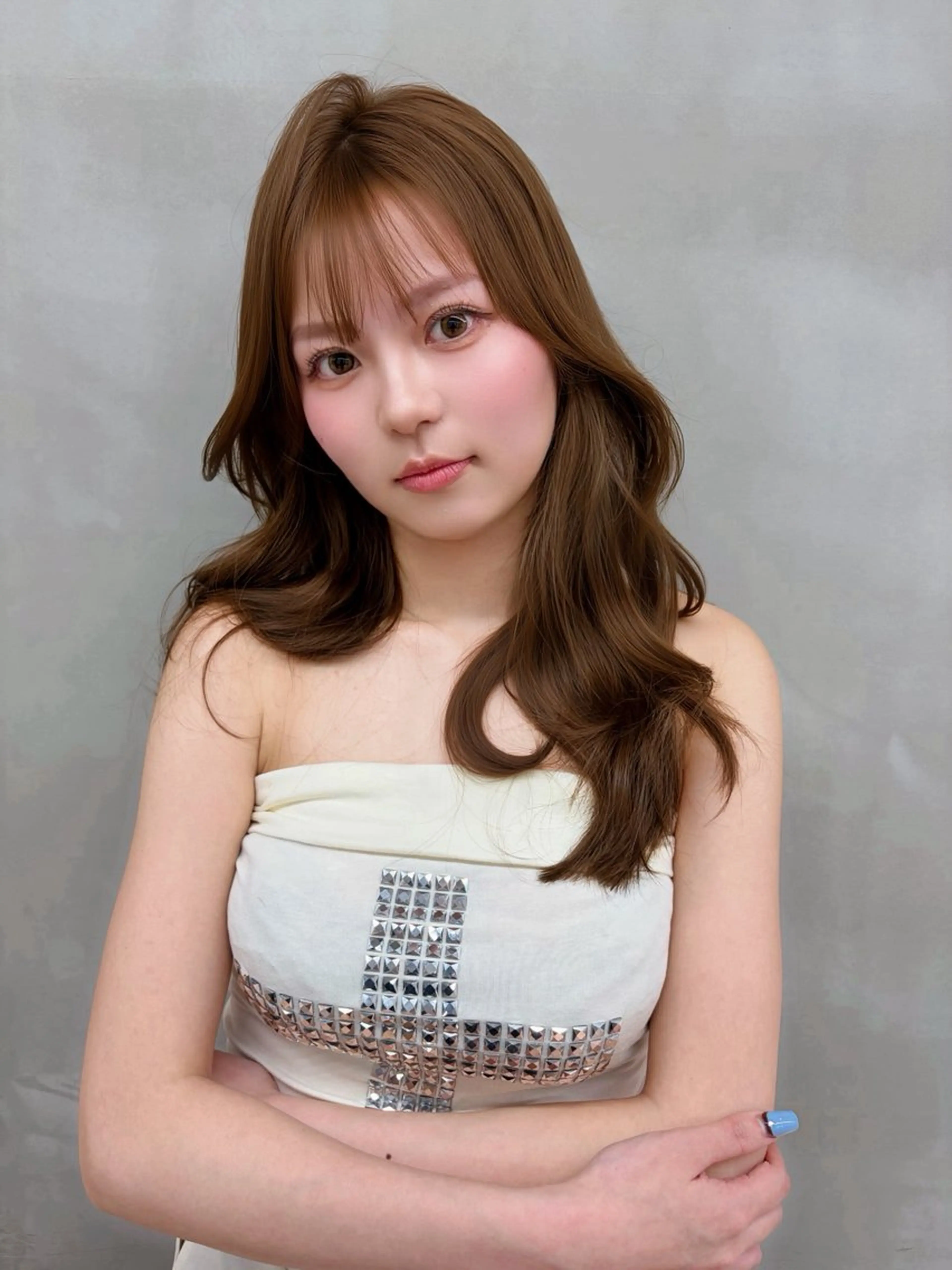 ミディアム カラー ヘアアレンジ ベージュカラー ブリーチ 透明感カラー ブリーチなしカラー 髪質改善 カット ヘアカラー トリートメント 【博多髪質改善】 吉村　清志のヘアスタイル