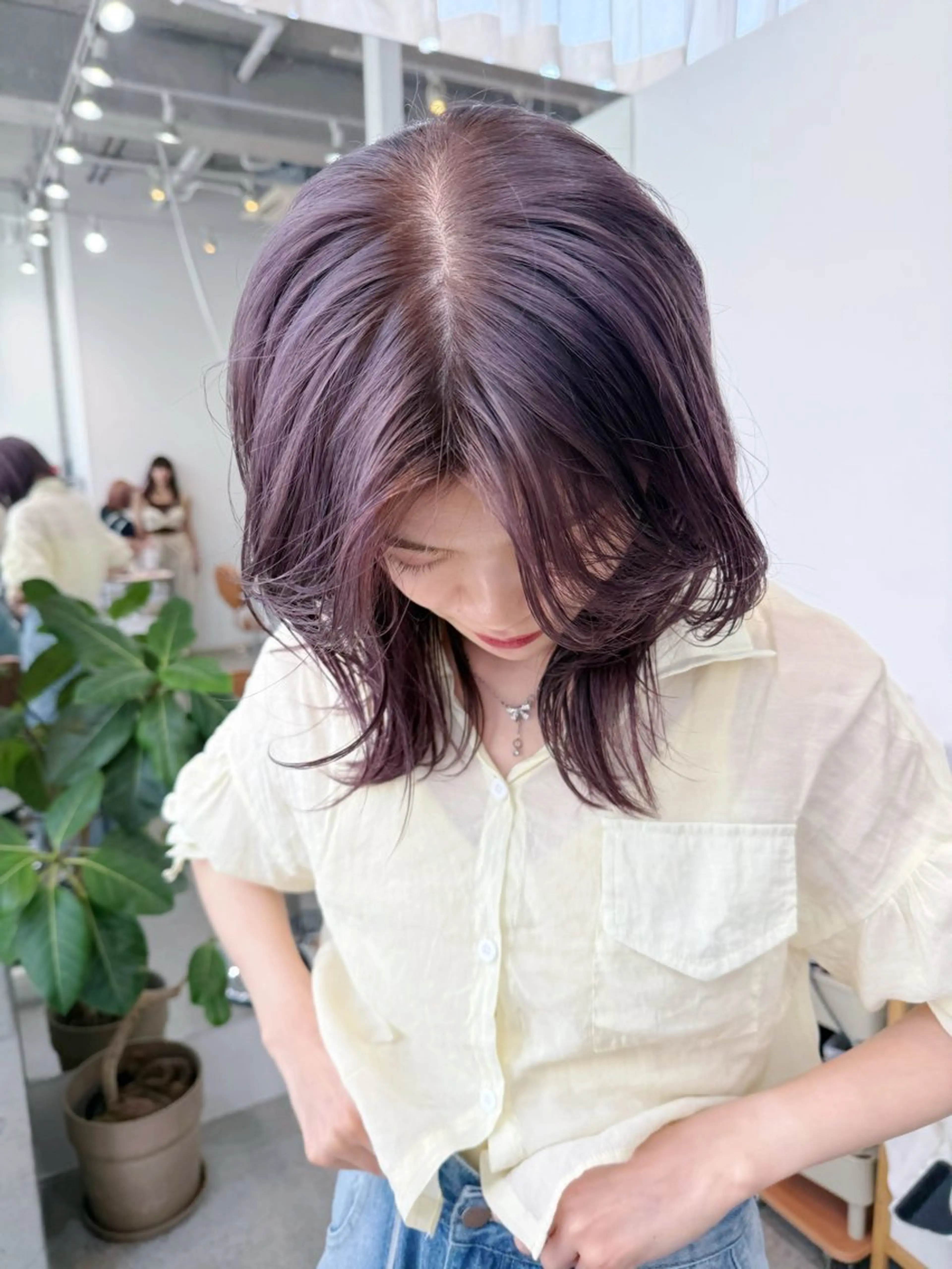 ミディアム カラー ラベンダーカラー ❤️アヤカ Wカラー ボブ レイヤー❤️のヘアスタイル