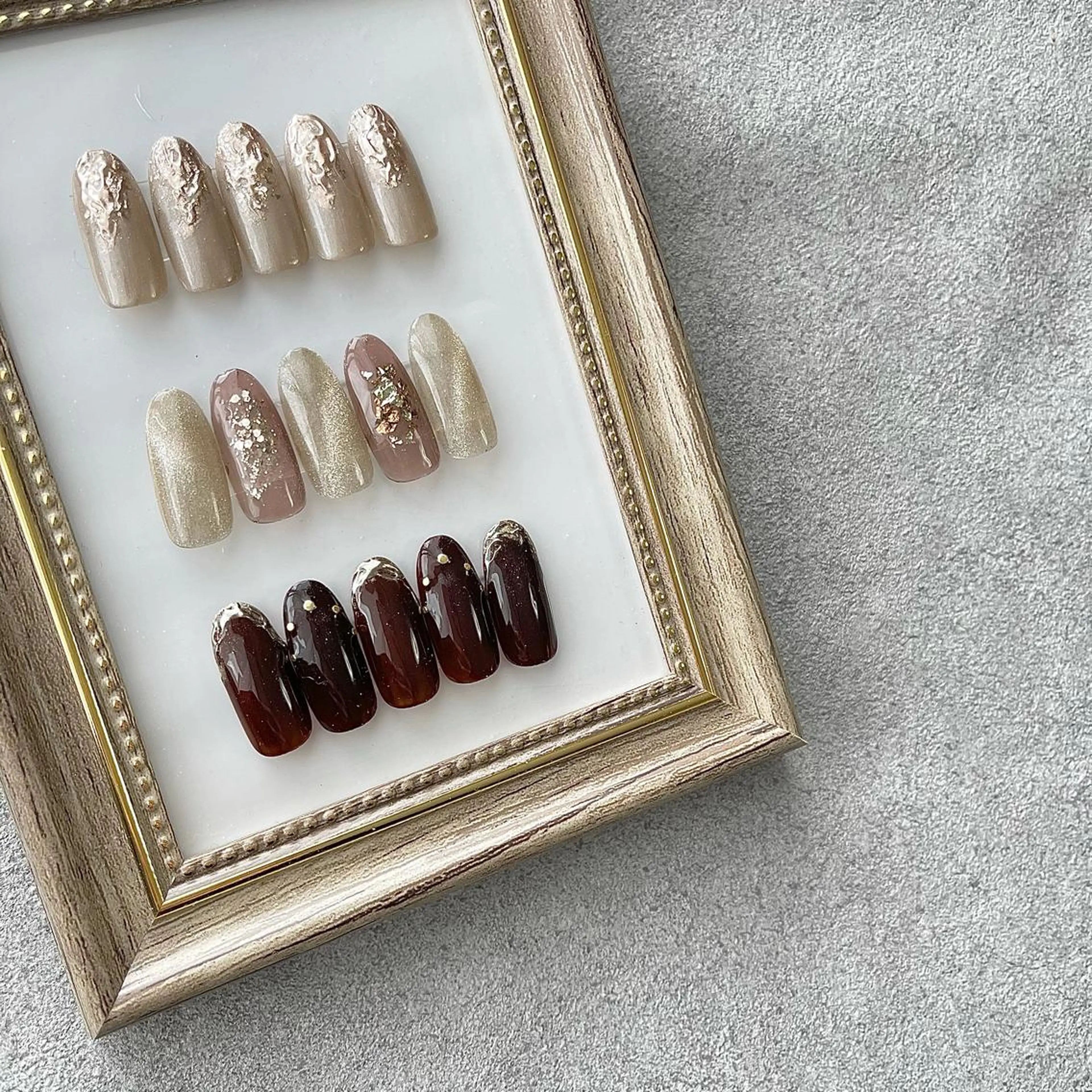 ネイル アートネイル ブラウン フットネイル フレンチネイル ジェルネイル Nail Salon ECLAREのネイルデザイン