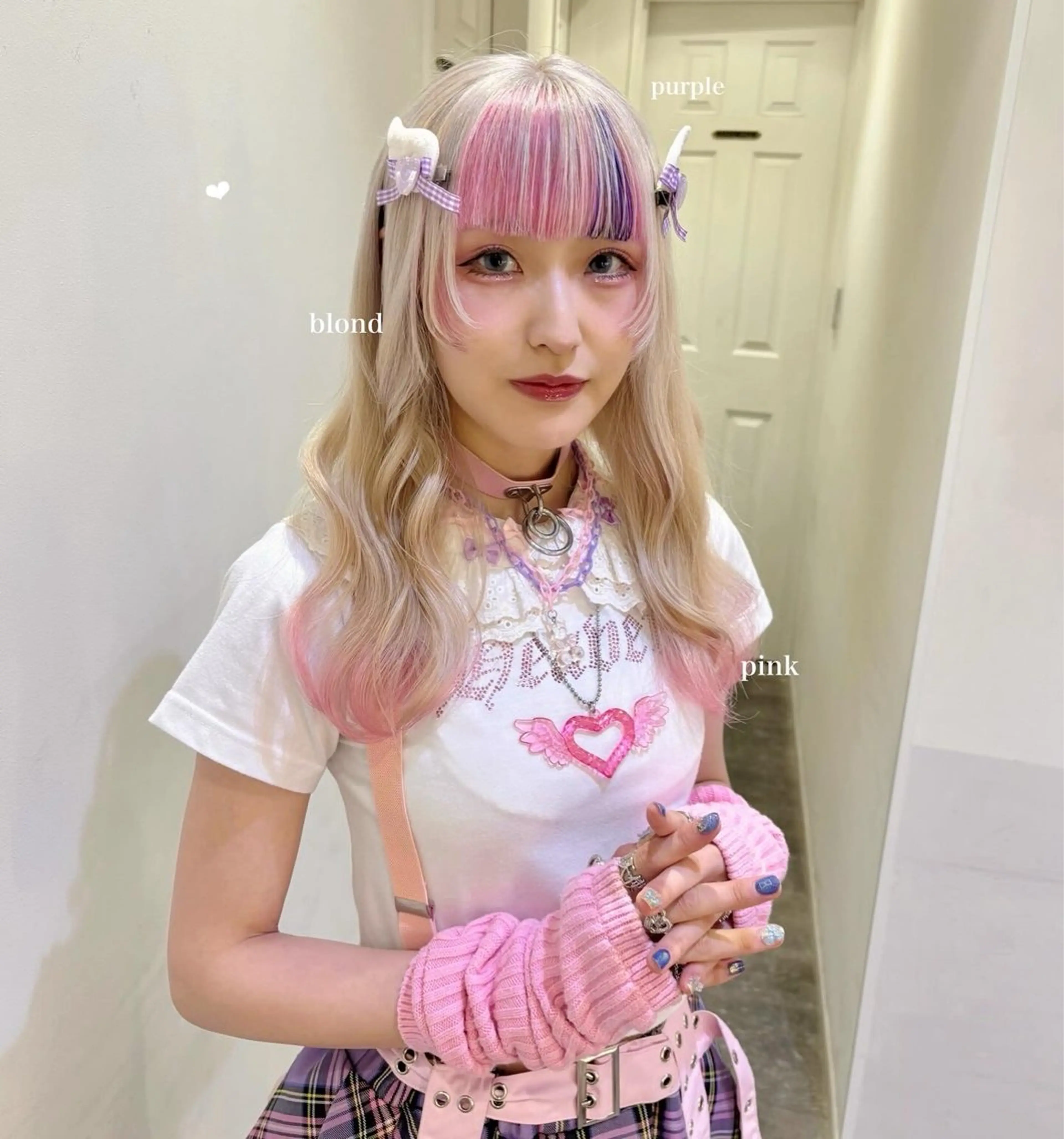 🩵🎀カラフルに🌼🍑ケアブリーチ1回+カラー+シールエクステ6本🤍(エクステ追加○)の写真