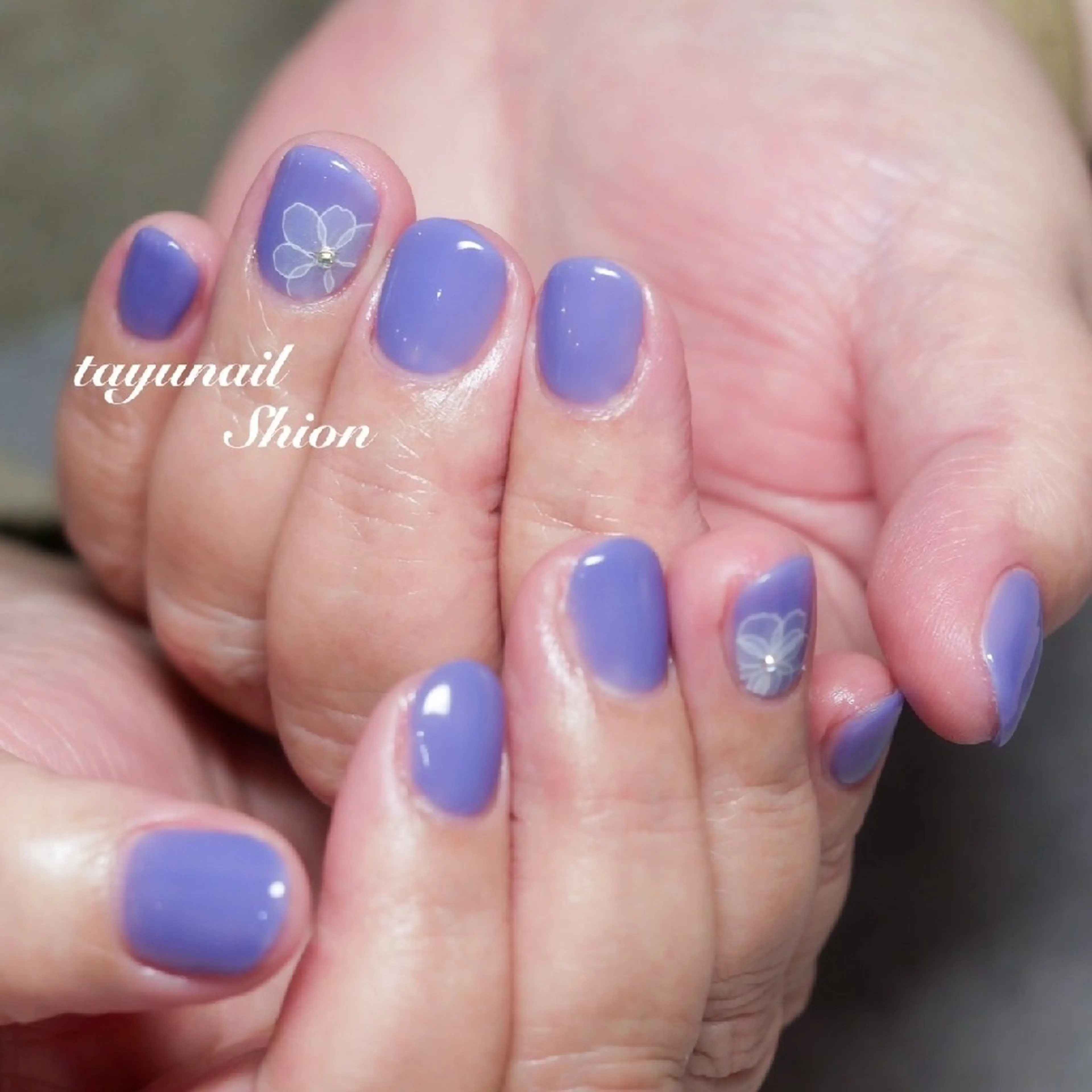 ネイル アートネイル フラワーネイル ジェルネイル パラジェル パープル ネイルサロン・ネイルスクール　たゆnail所属・ネイルサロン 【たゆnail】のネイルデザイン