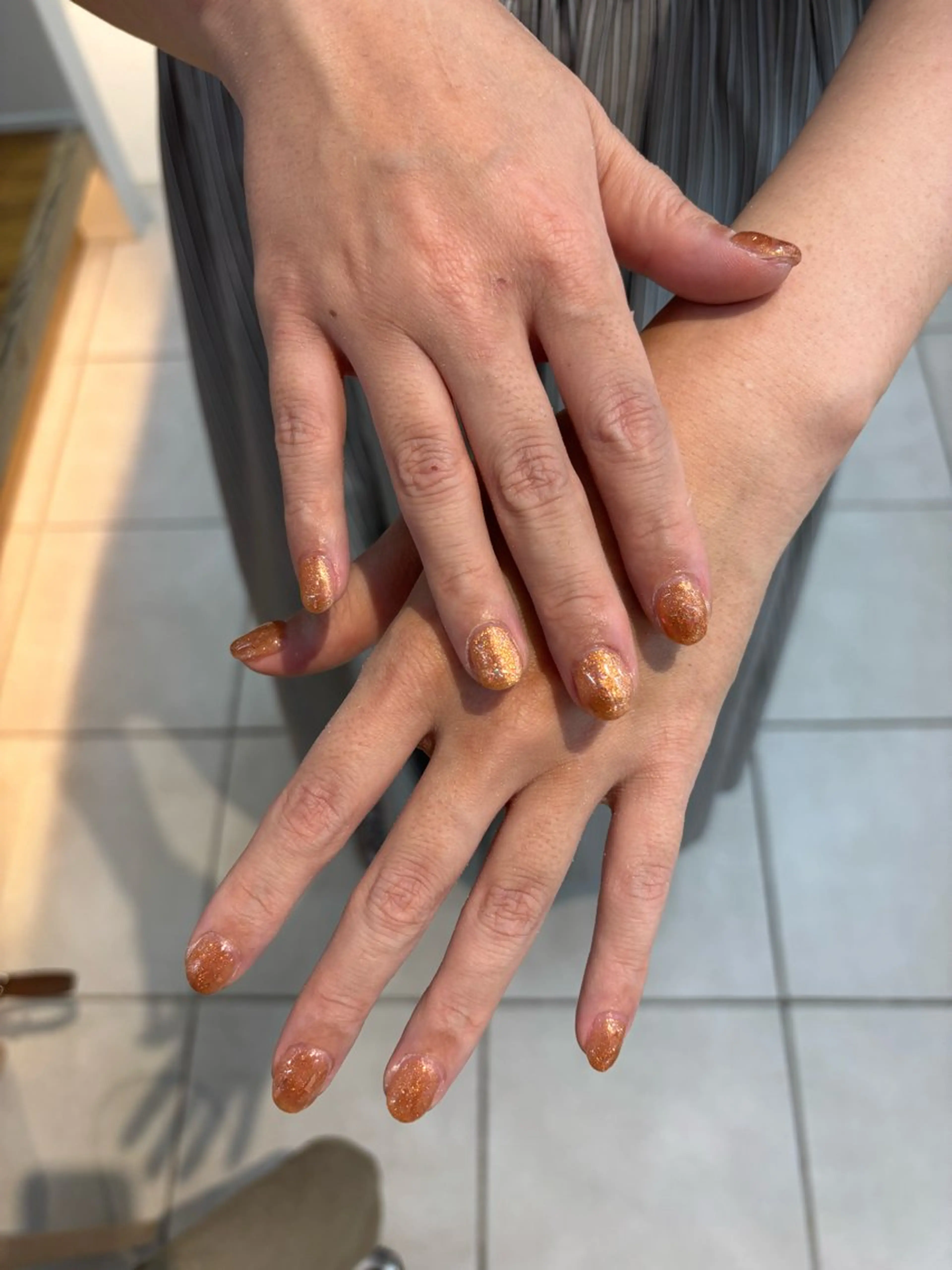 ネイル ラメ(グリッター) オレンジ saki nail9のネイルデザイン