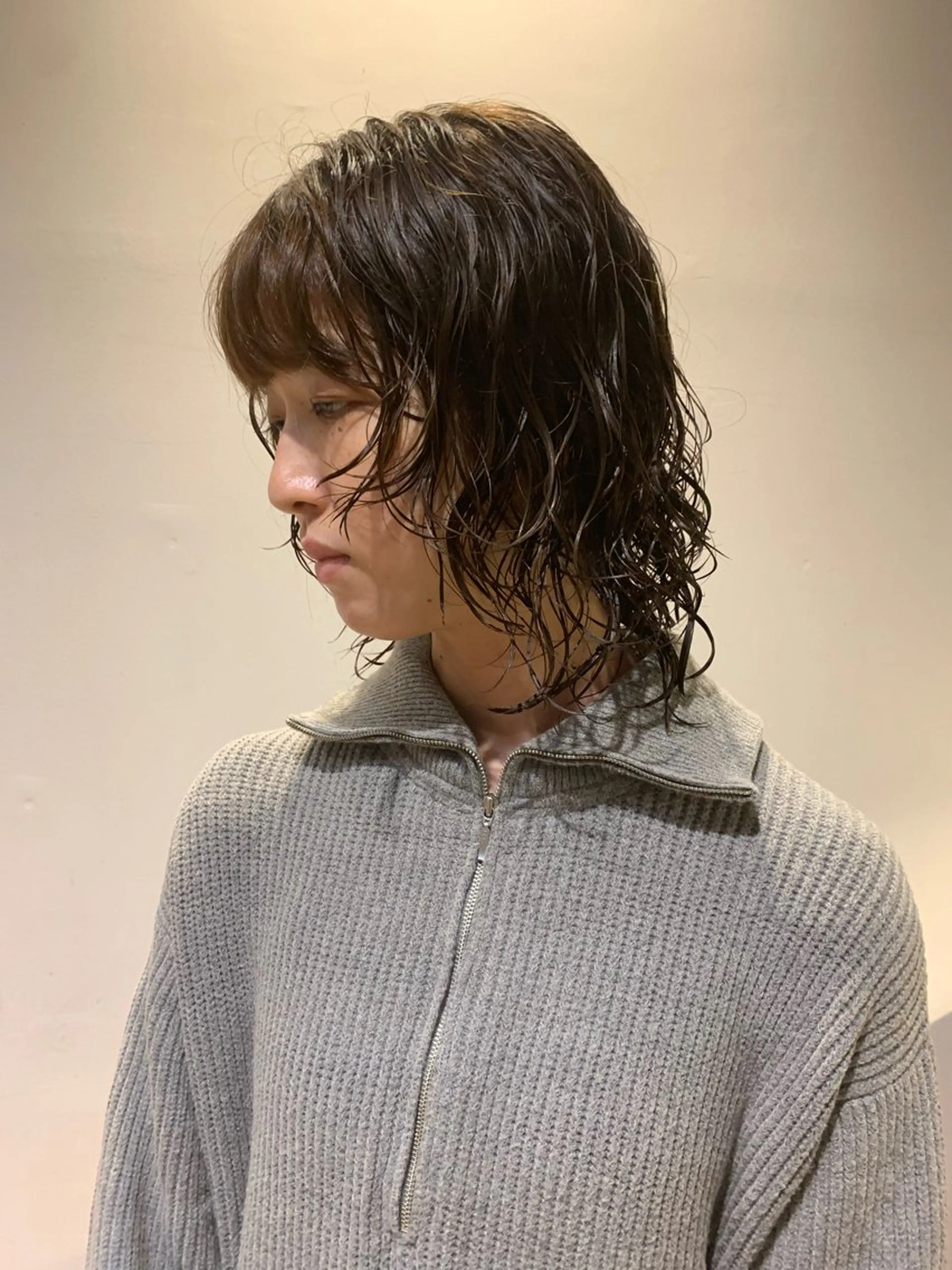 ミディアム パーマ ボブ　レイヤー 朝ラクパーマ横山大樹のヘアスタイル