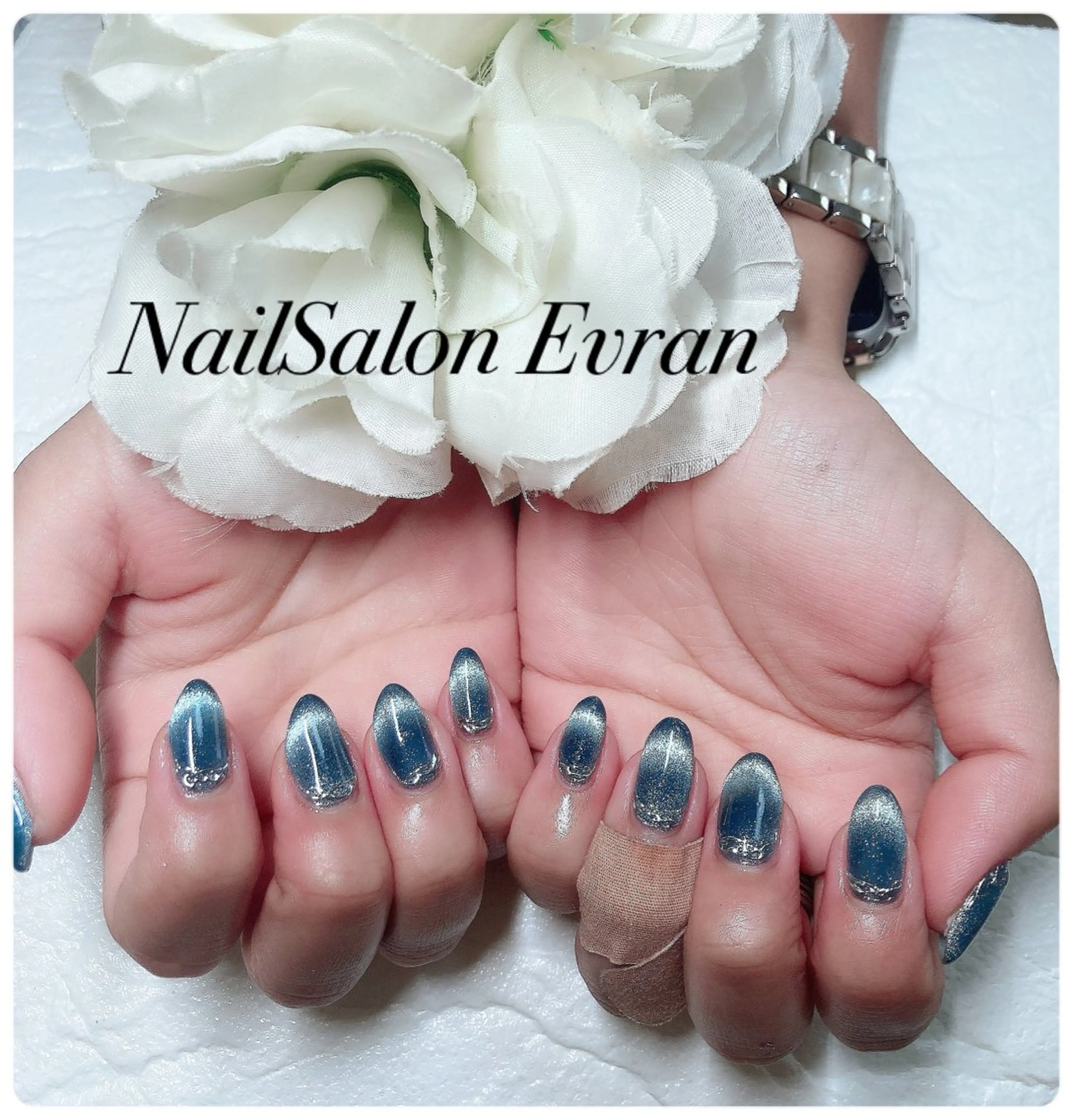 ネイル アートネイル フレンチネイル マグネットネイル 持ち込み ニュアンスネイル ハンドネイル Nail salon Evranのネイルデザイン