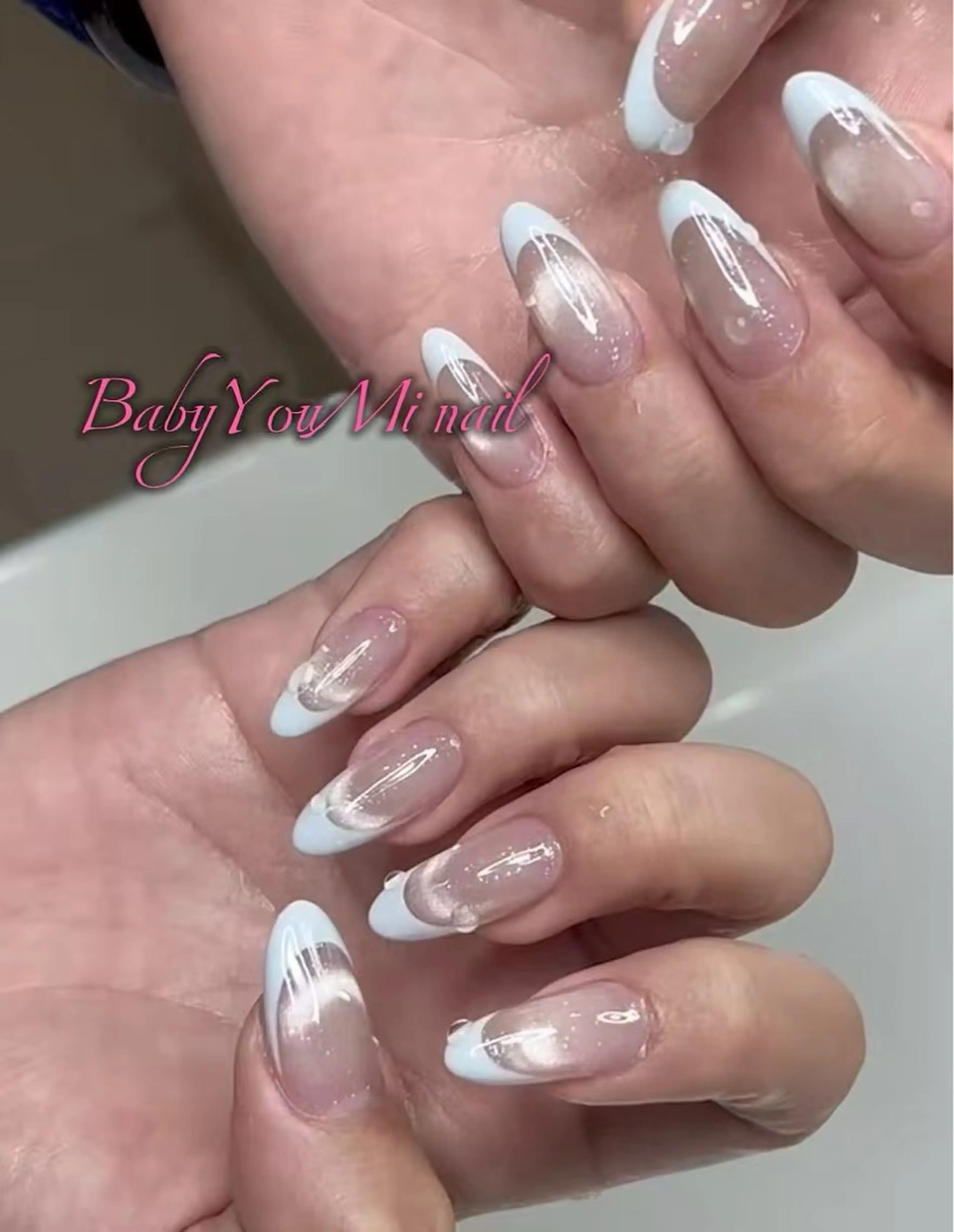 ネイル オーロラネイル フラワーネイル フットネイル フレンチネイル ジェルネイル ハンドネイル BabyYouMi nailのネイルデザイン