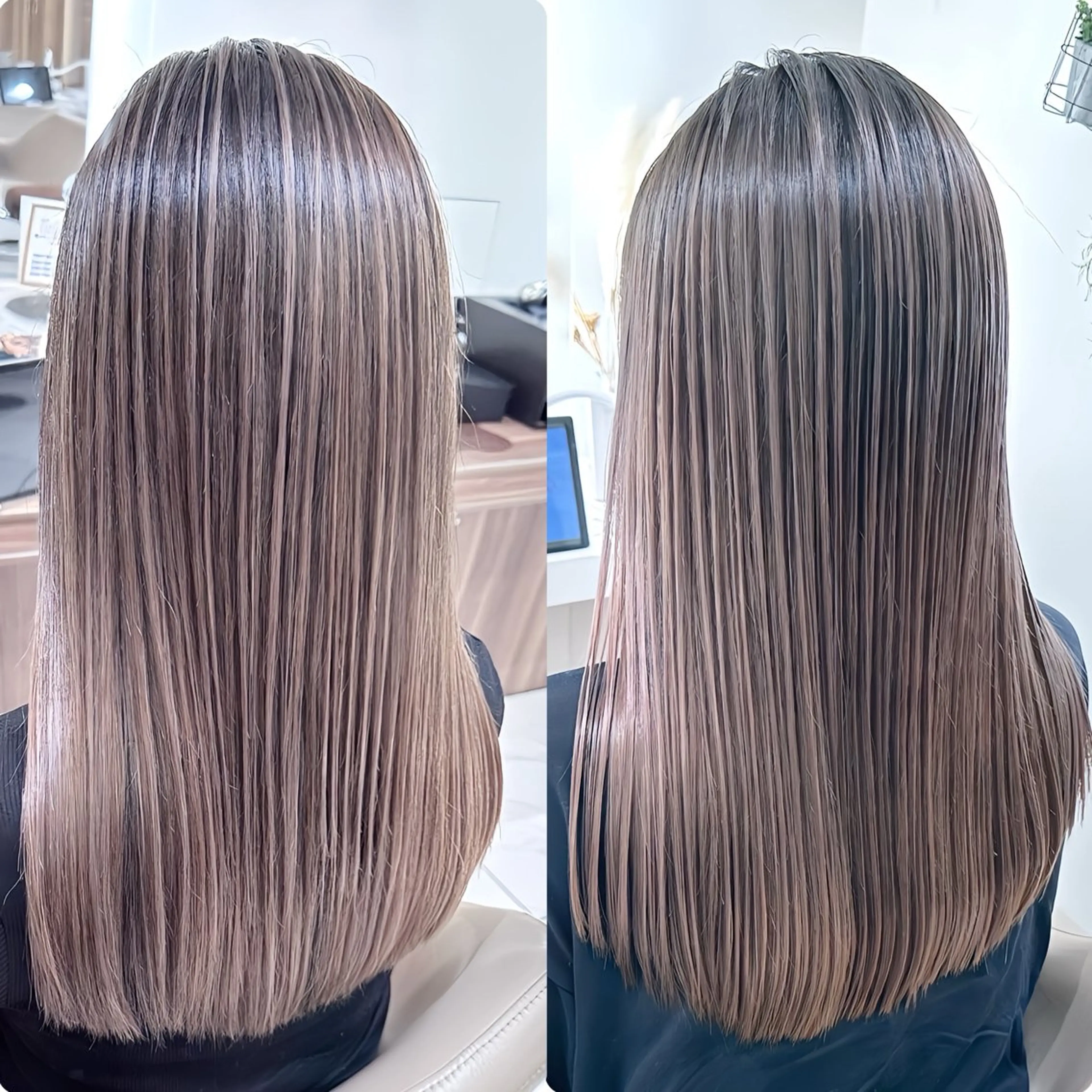 セミロング カラー バレイヤージュ 髪質改善 レイヤーカット カット ヘアカラー トリートメント 山崎俊輔/髪質改善 /バレイヤージュのヘアスタイル