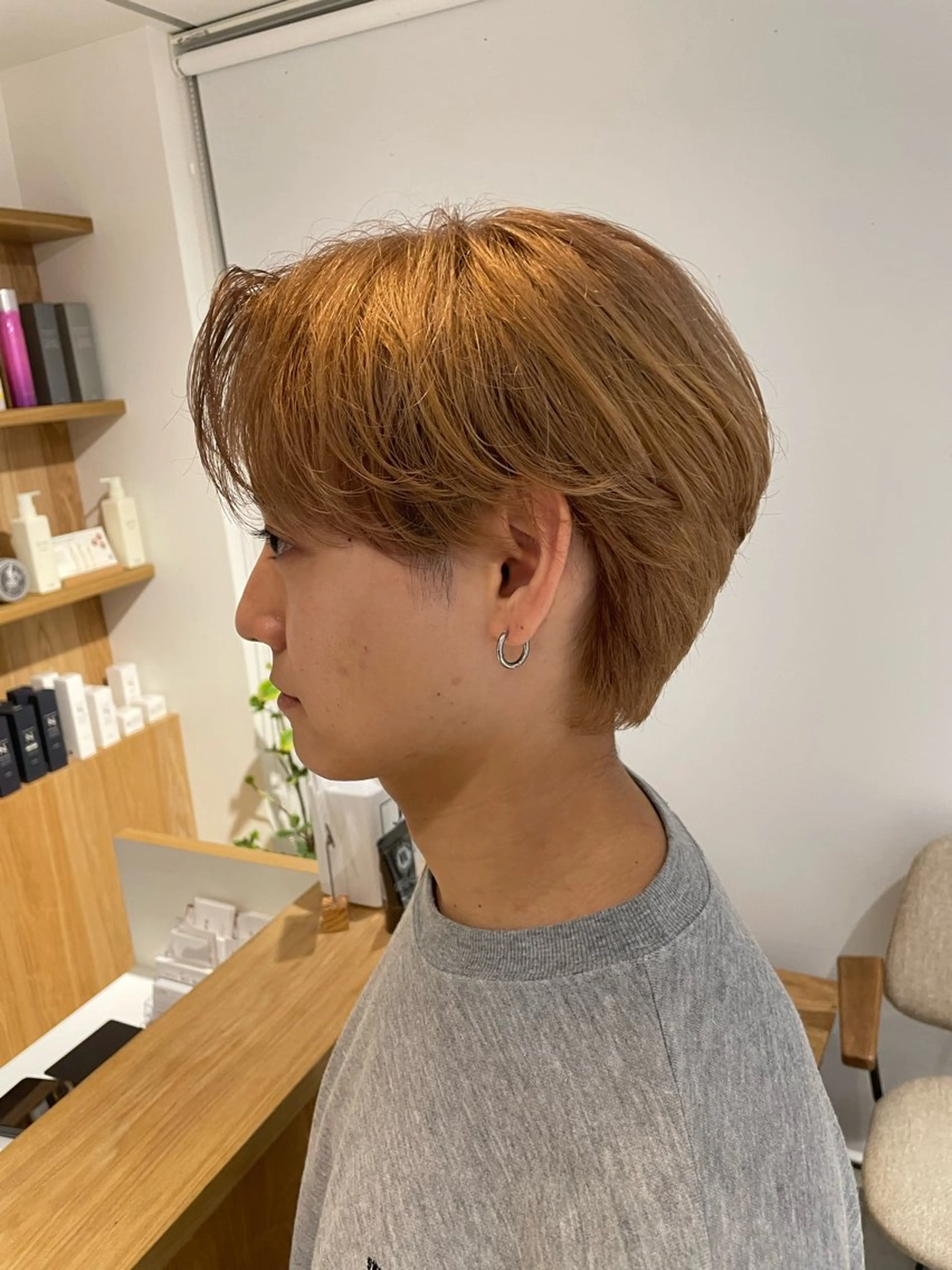 カラー メンズ メンズブリーチ ベージュカラー ブリーチ ミルクティーベージュ ✨️ショートカット 石川 潤のヘアスタイル