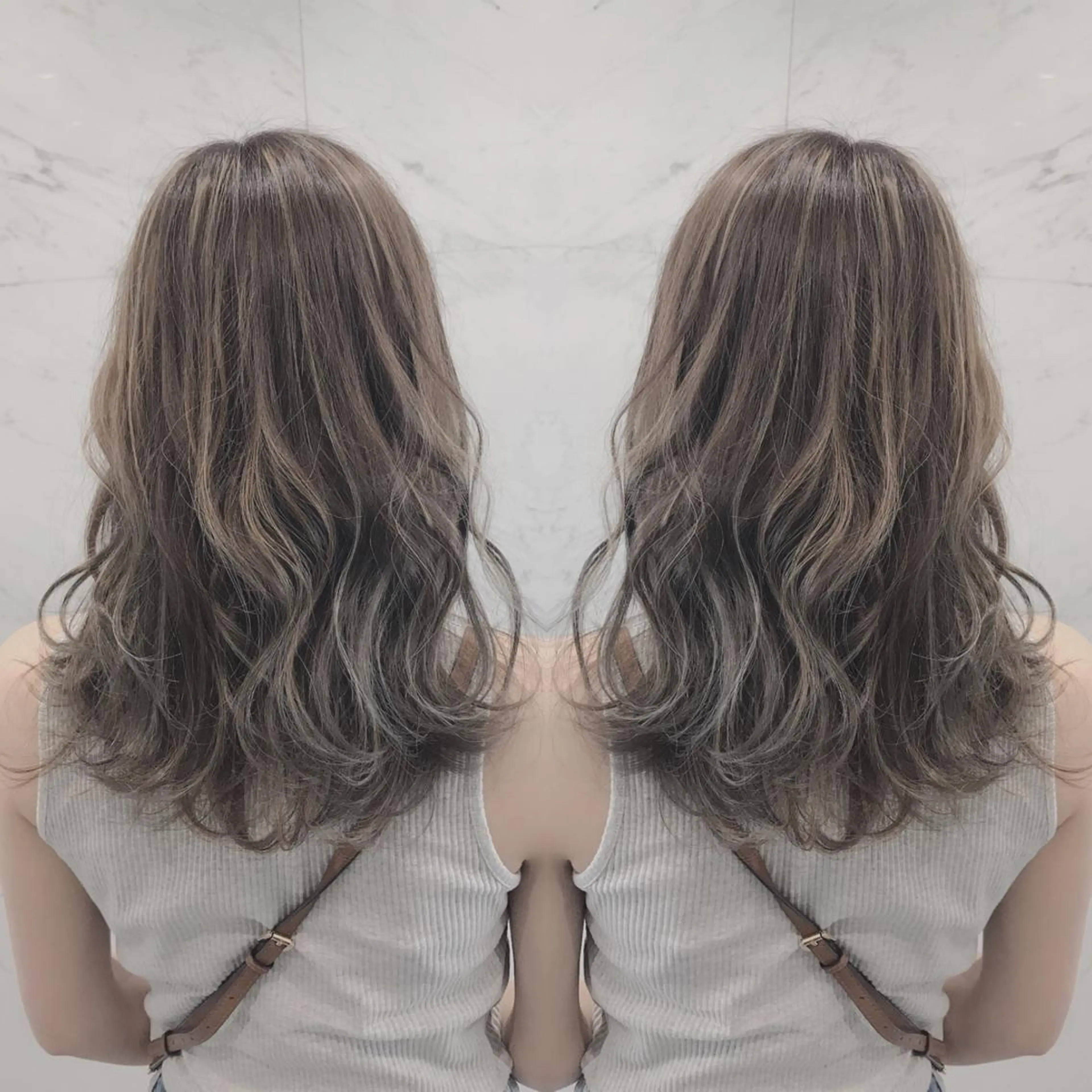 セミロング ヘアカラー cecil hair所属・重政 和樹のヘアスタイル