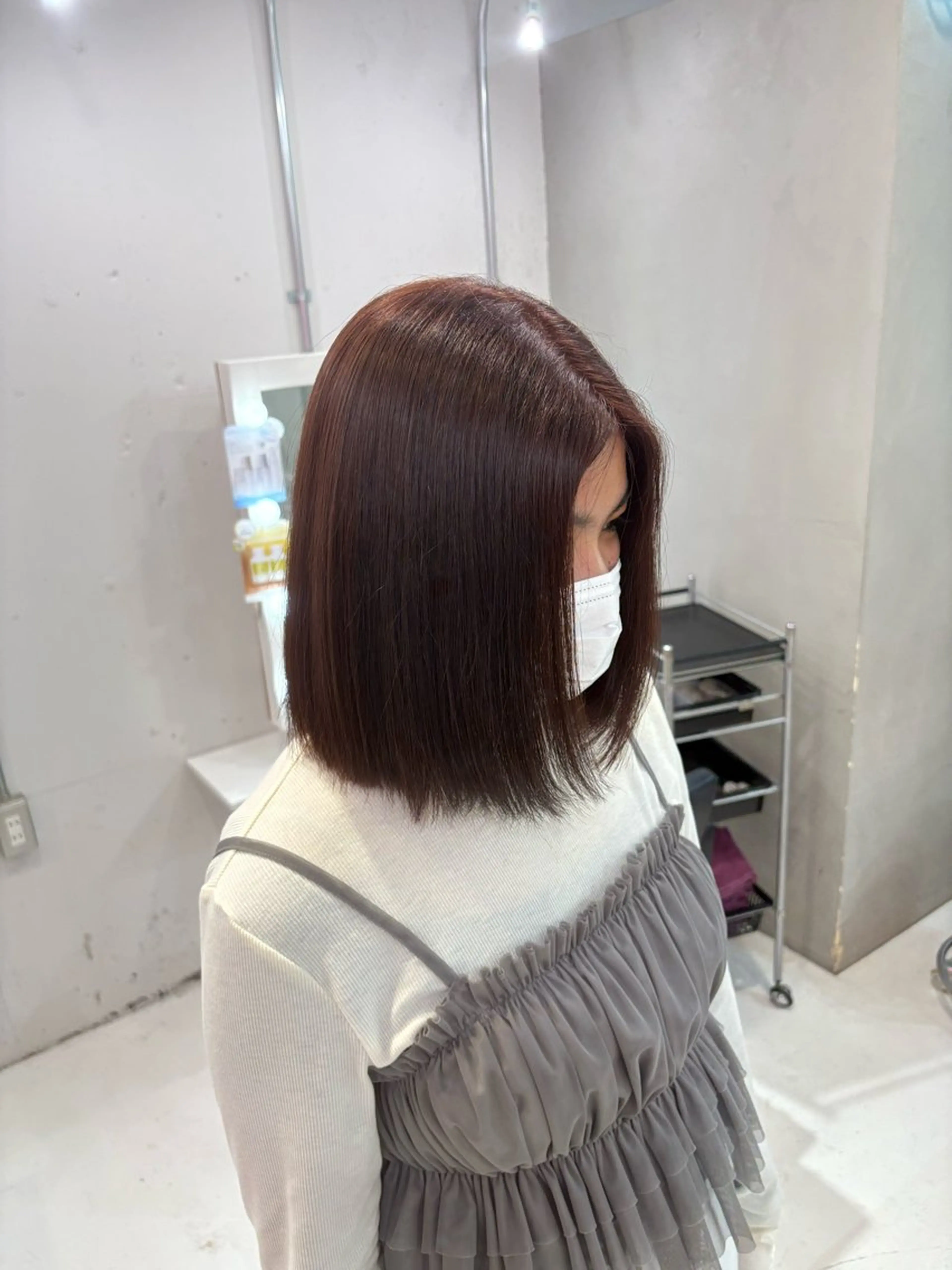 ミディアム カラー ブリーチ 透明感カラー 縮毛矯正 カット ヘアカラー 弓矢 叶のヘアスタイル