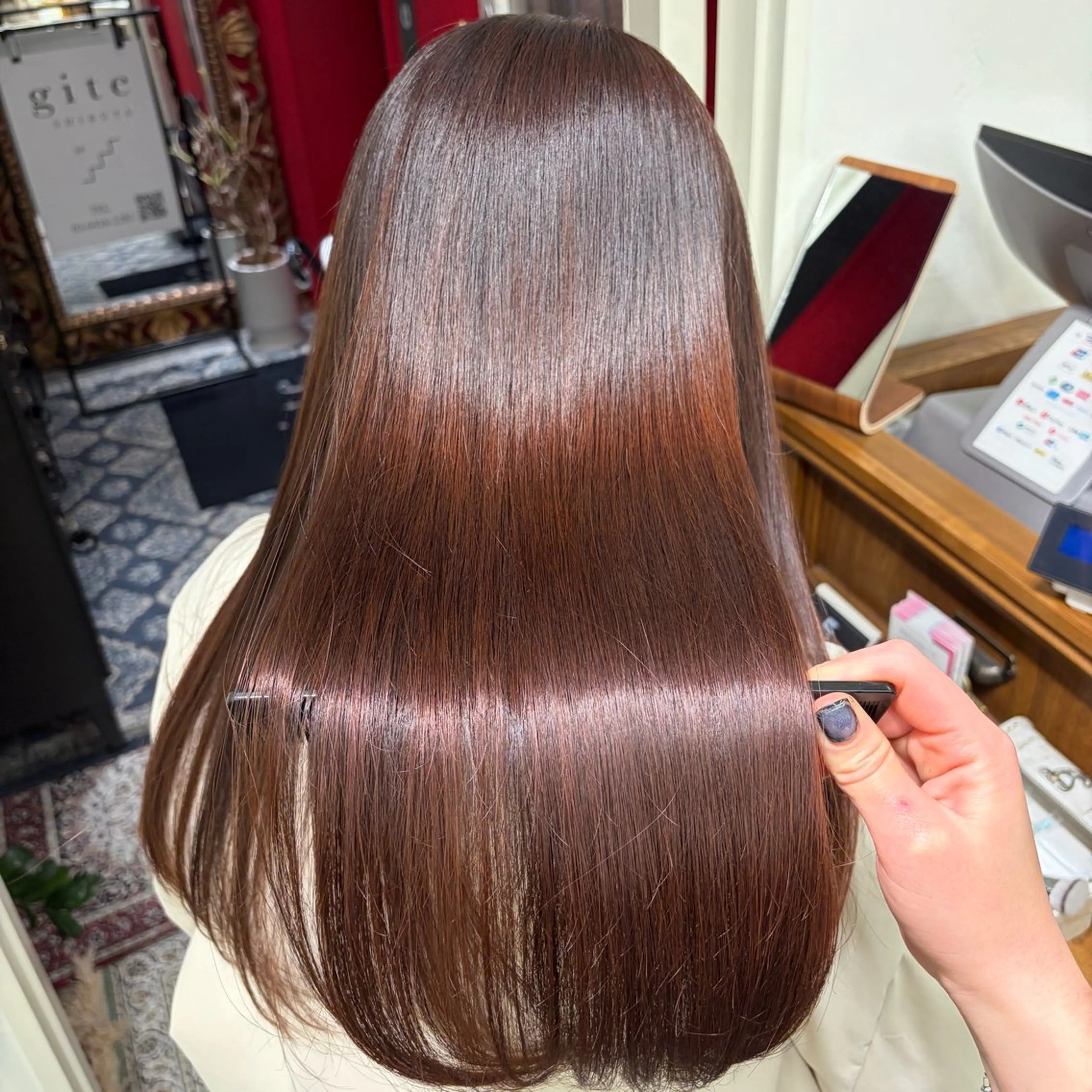 ロング カラー ブラウンカラー ケアカラー ピンクカラー 髪質改善 トリートメント トリートメント ツヤ髪✨髪質 改善 渋谷 ｻﾜのヘアスタイル