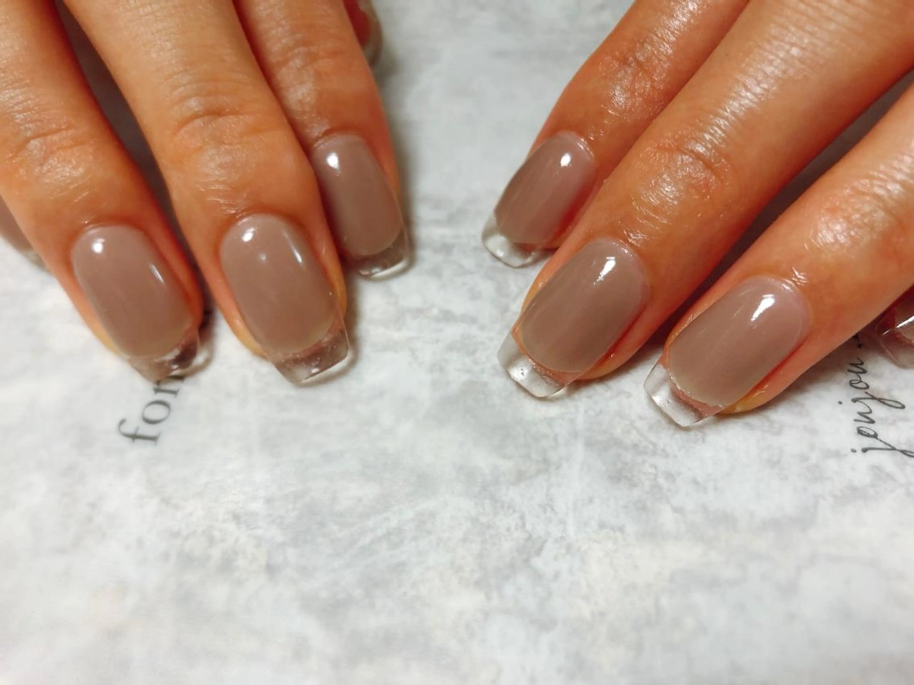 ネイル クリアネイル フレンチネイル スクエアネイル kiki nail 二子玉川のネイルデザイン