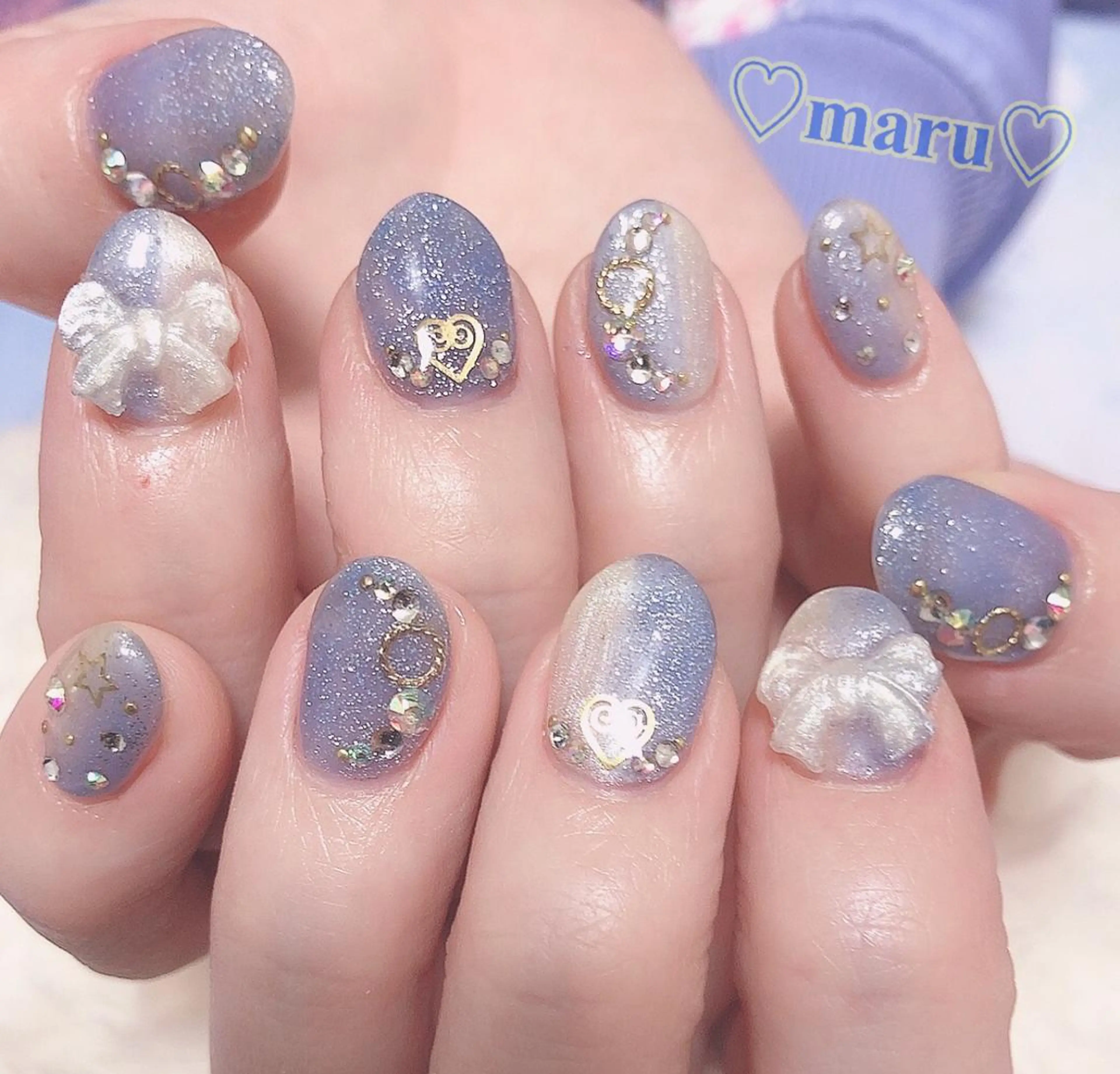 ネイル ジェルネイル リボン ハンドネイル フットネイル まるみ ♡のネイルデザイン