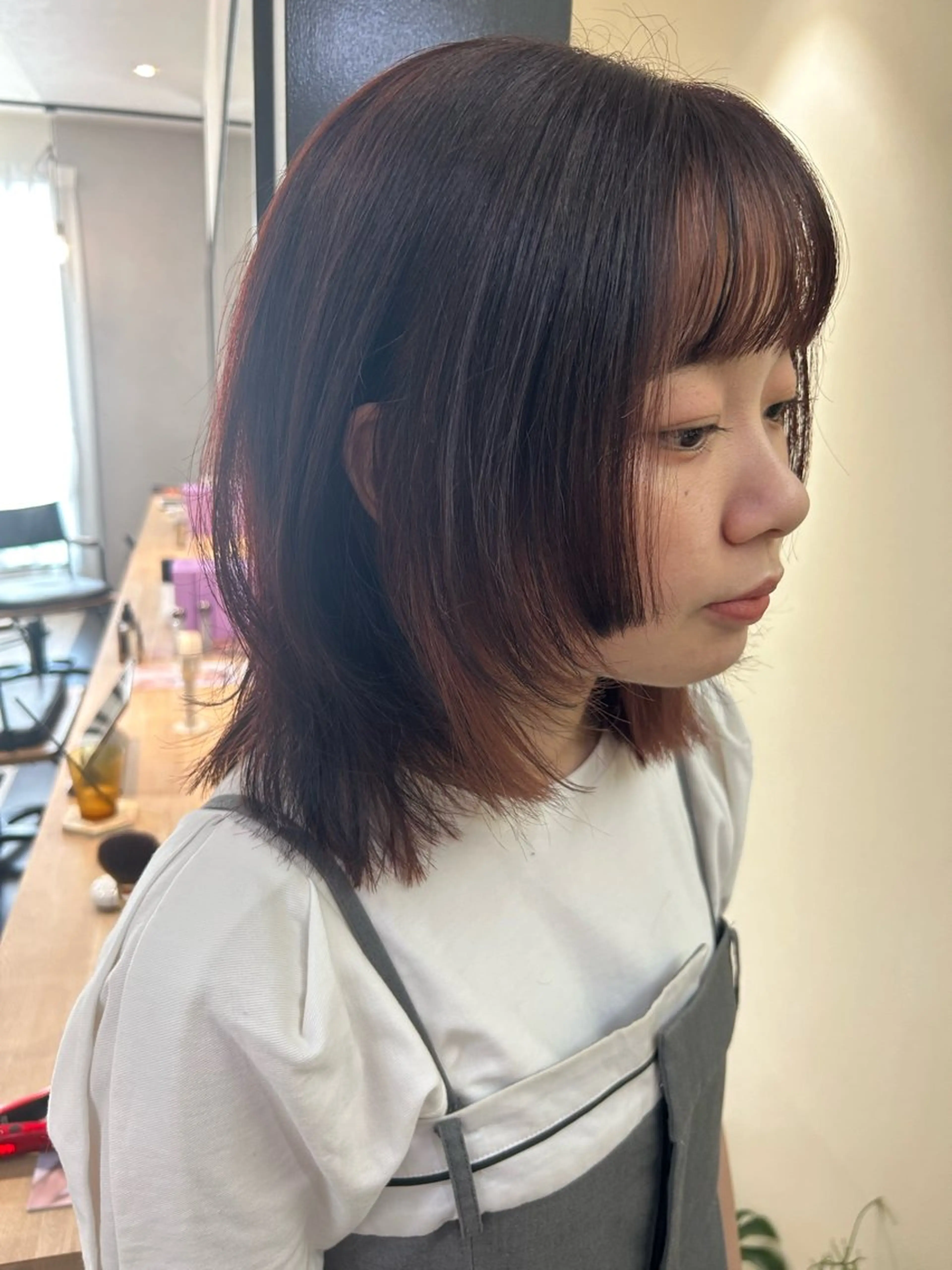 ミディアム カラー 姫カット カット ヘアカラー トリートメント hub hair レイヤー/透明感のヘアスタイル