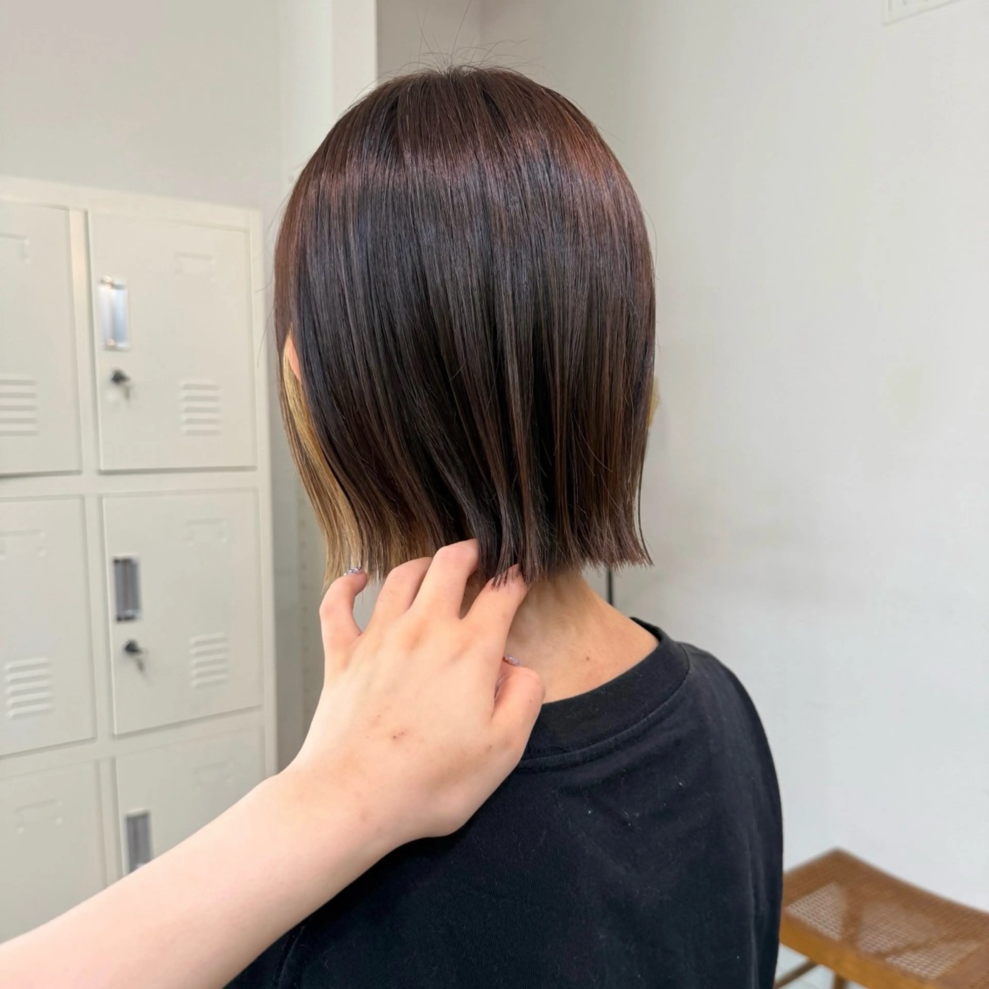 ミディアム カラー ブリーチ デザインカラー ヘアカラー トリートメント shin enom yuukaのヘアスタイル