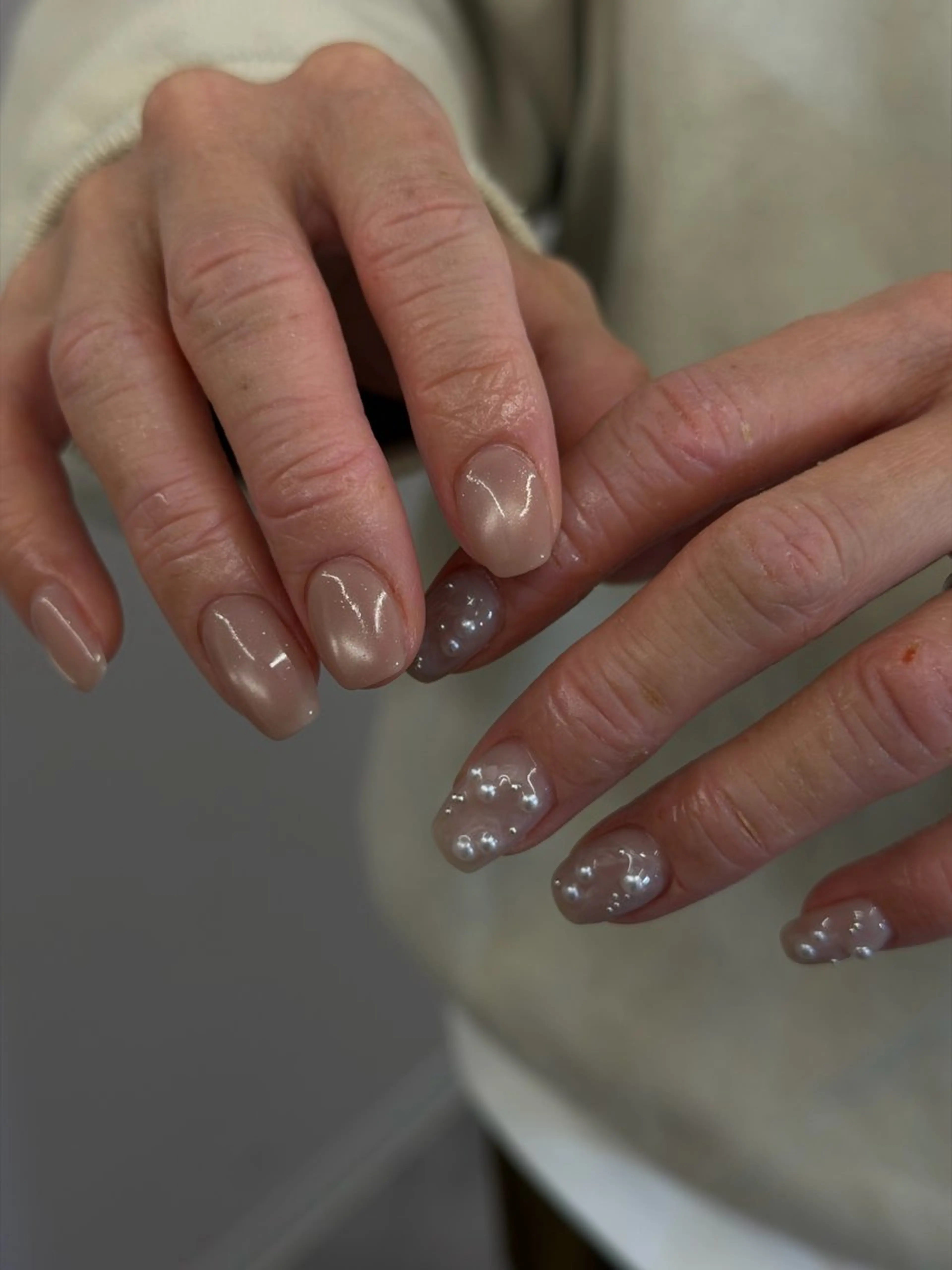 ネイル ジェルネイル マグネットネイル ニュアンスネイル パラジェル ピンク ハンドネイル ハンドケア Bana_ Nailのネイルデザイン