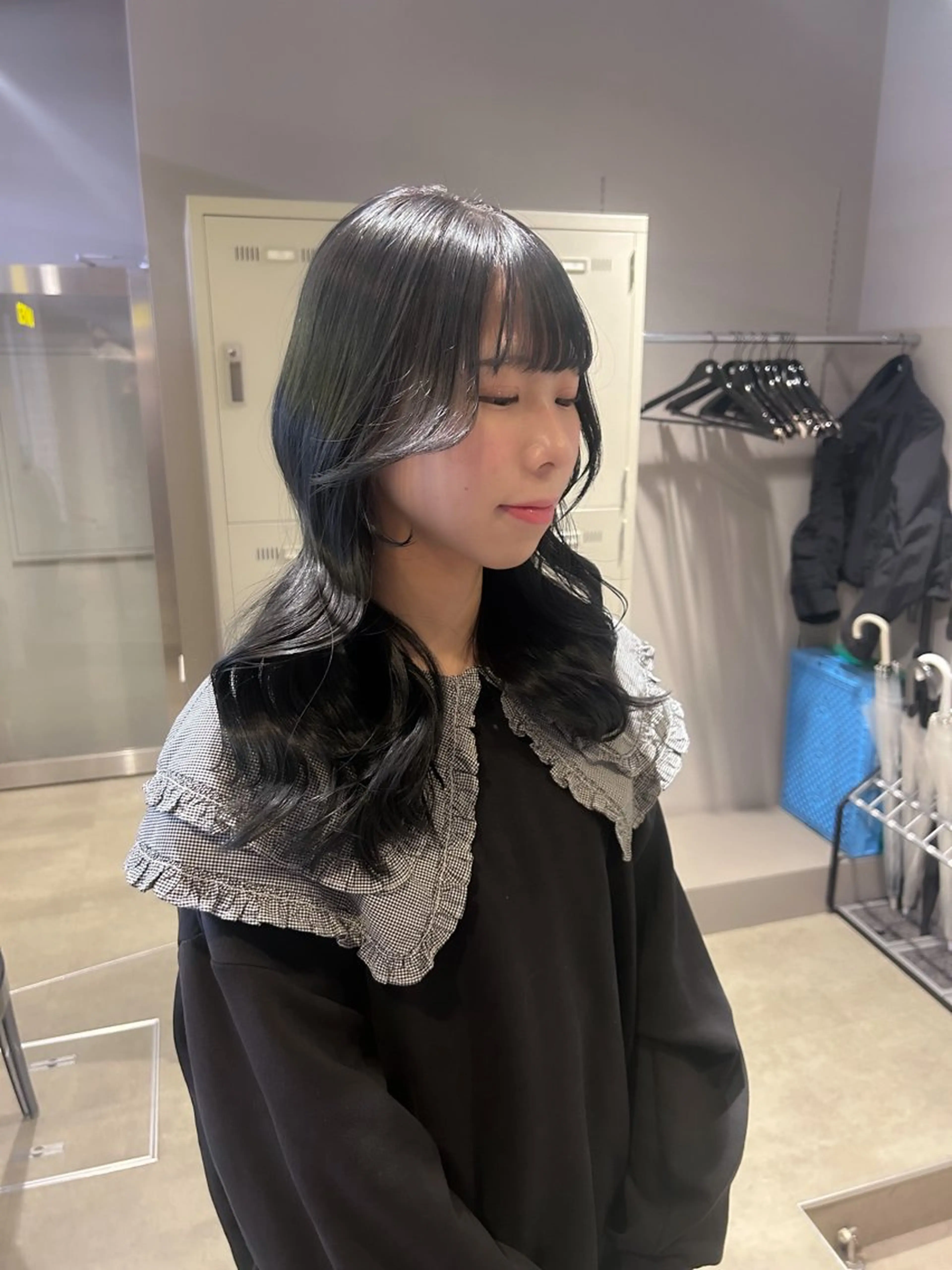 ロング カラー パーマ ヘアアレンジ メンズ キッズ ブリーチなしカラー/ ブラウン/レイヤーのヘアスタイル