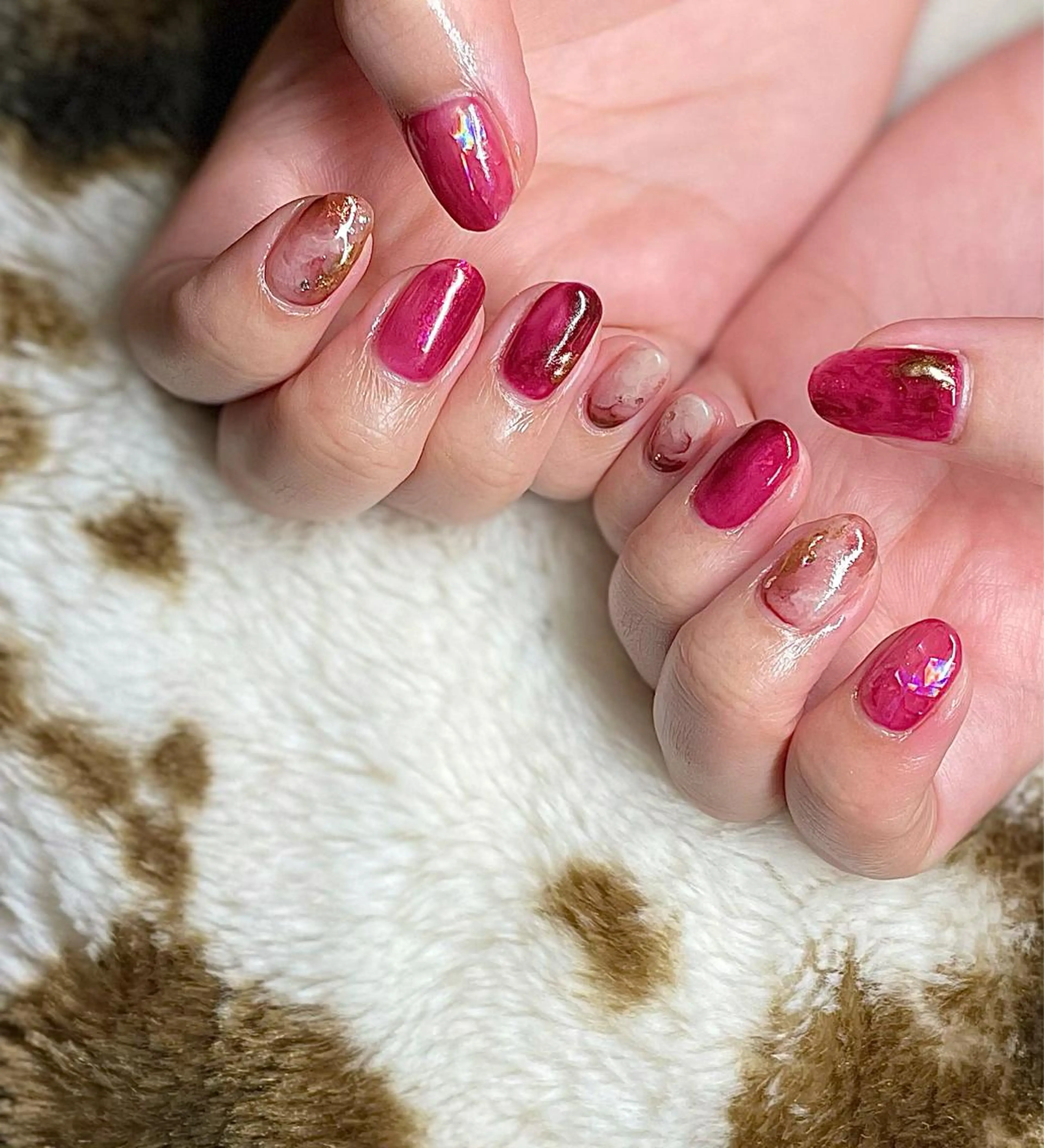 ショート カラー パーマ ヘアアレンジ メンズ キッズ ネイル マツエク・マツパ ボルドーカラー ボルドー クリアネイル nail&eye Aoのマツエク・マツパデザイン