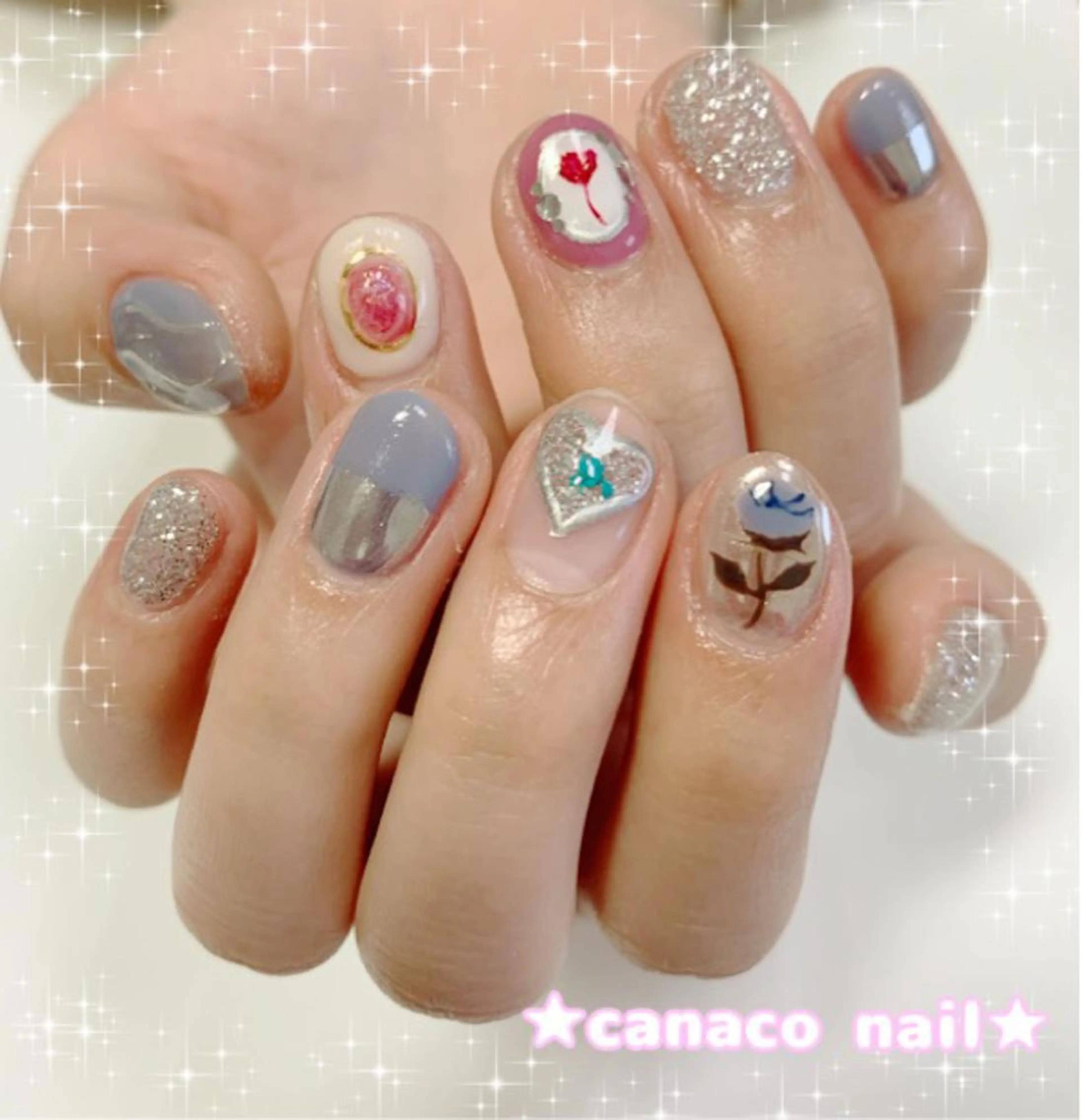 ネイル アートネイル ジェルネイル パラジェル ストーンネイル ハンドネイル ハンドケア Felice所属・ベテランネイル cnc  nailのネイルデザイン