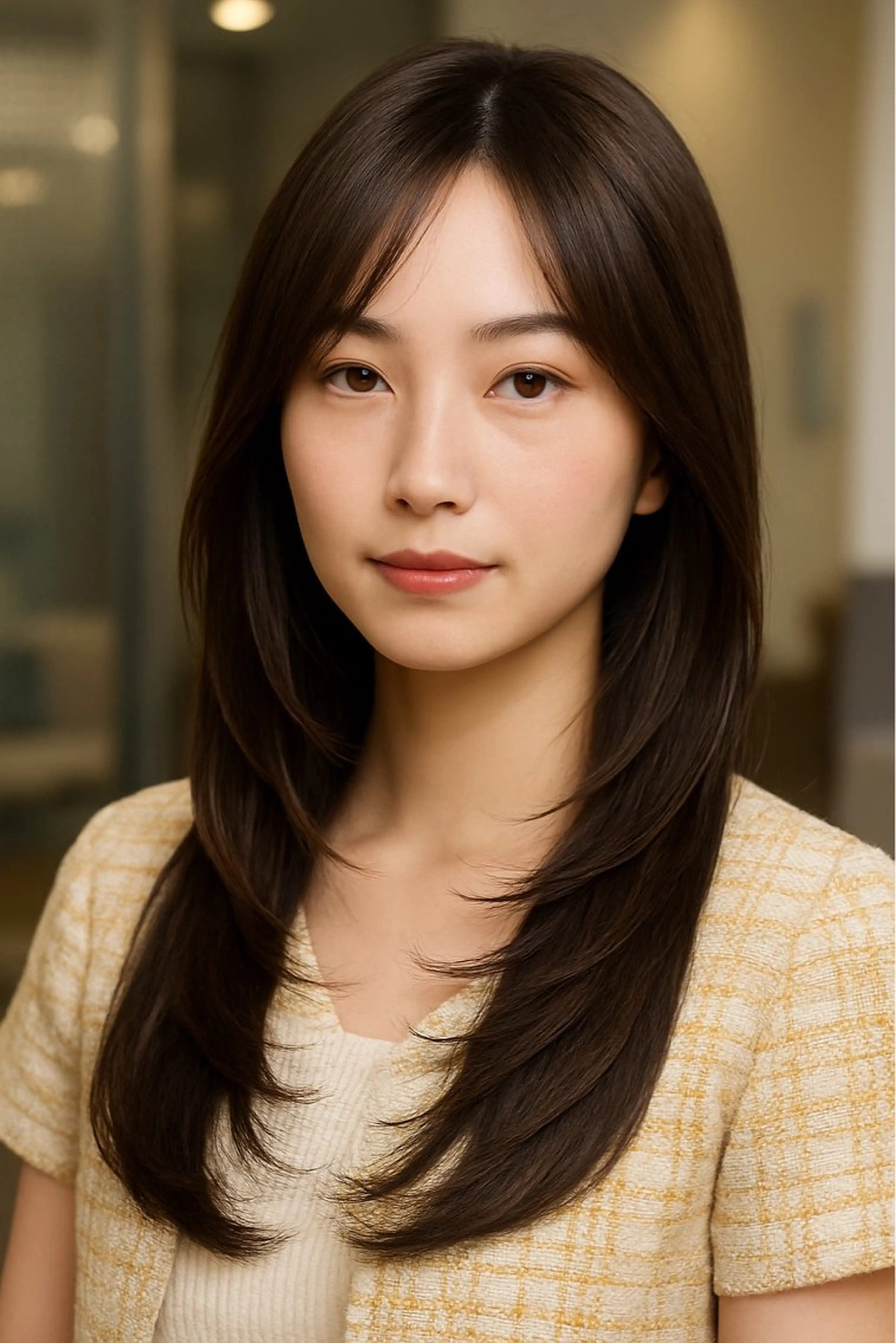 セミロング 顔まわりレイヤー 顔周りカット レイヤーカット カット ヘッドスパ×髪質改善 松田のヘアスタイル