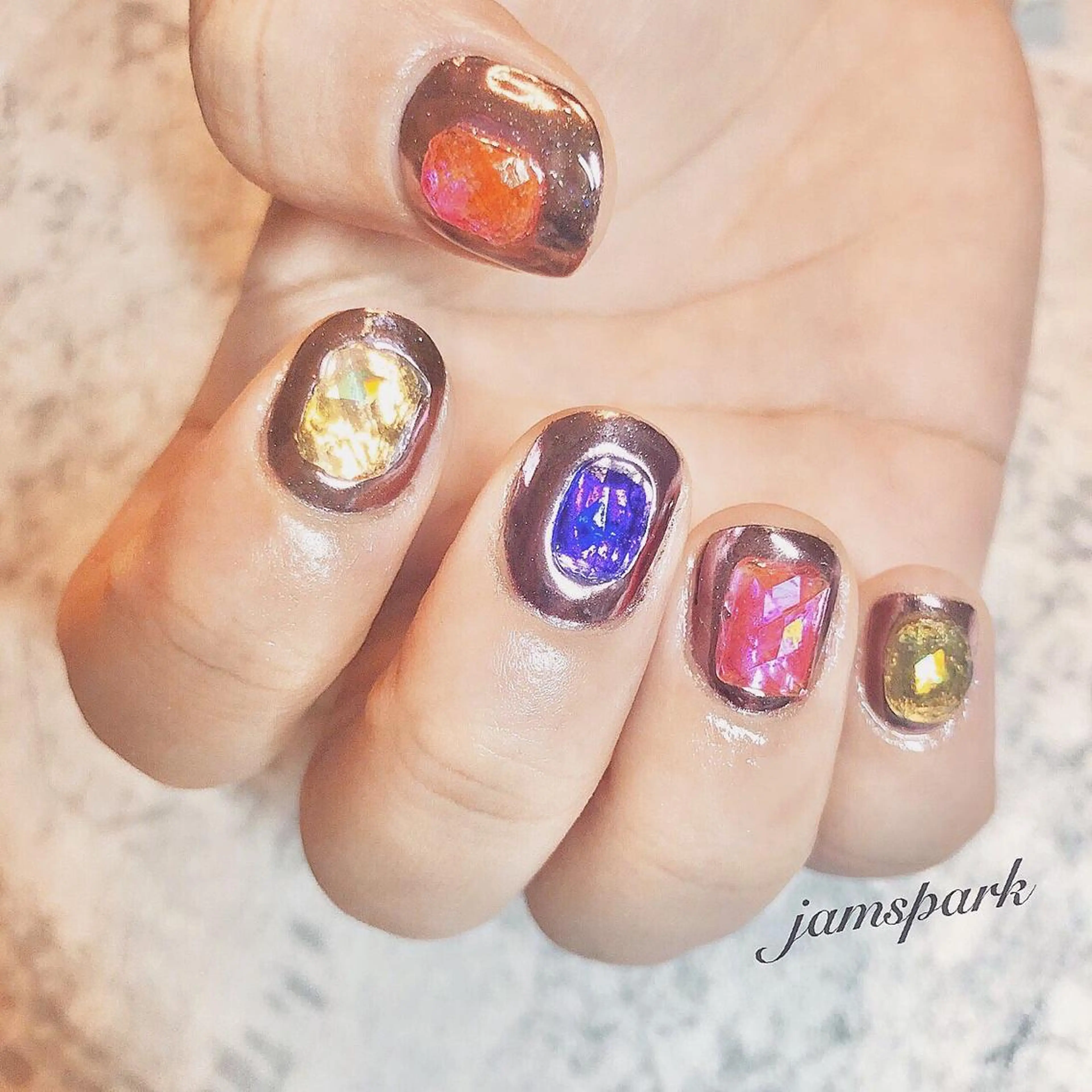 ネイル アートネイル ミラーネイル ニュアンスネイル ピンク ショートネイル ハンドネイル jamspark ✨のネイルデザイン