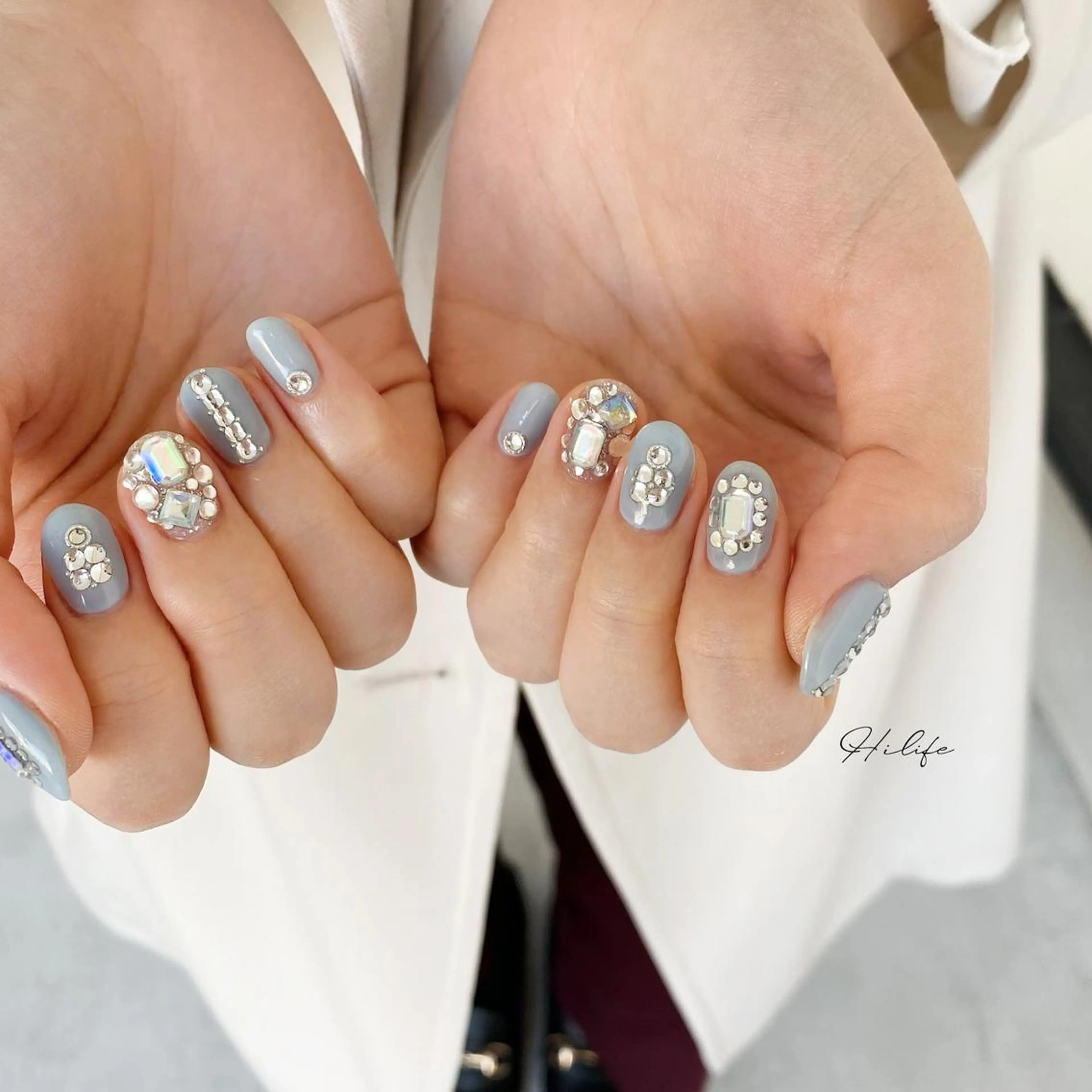 ネイル ブルー ネイルチップ ハンドネイル Nail Adore.のネイルデザイン