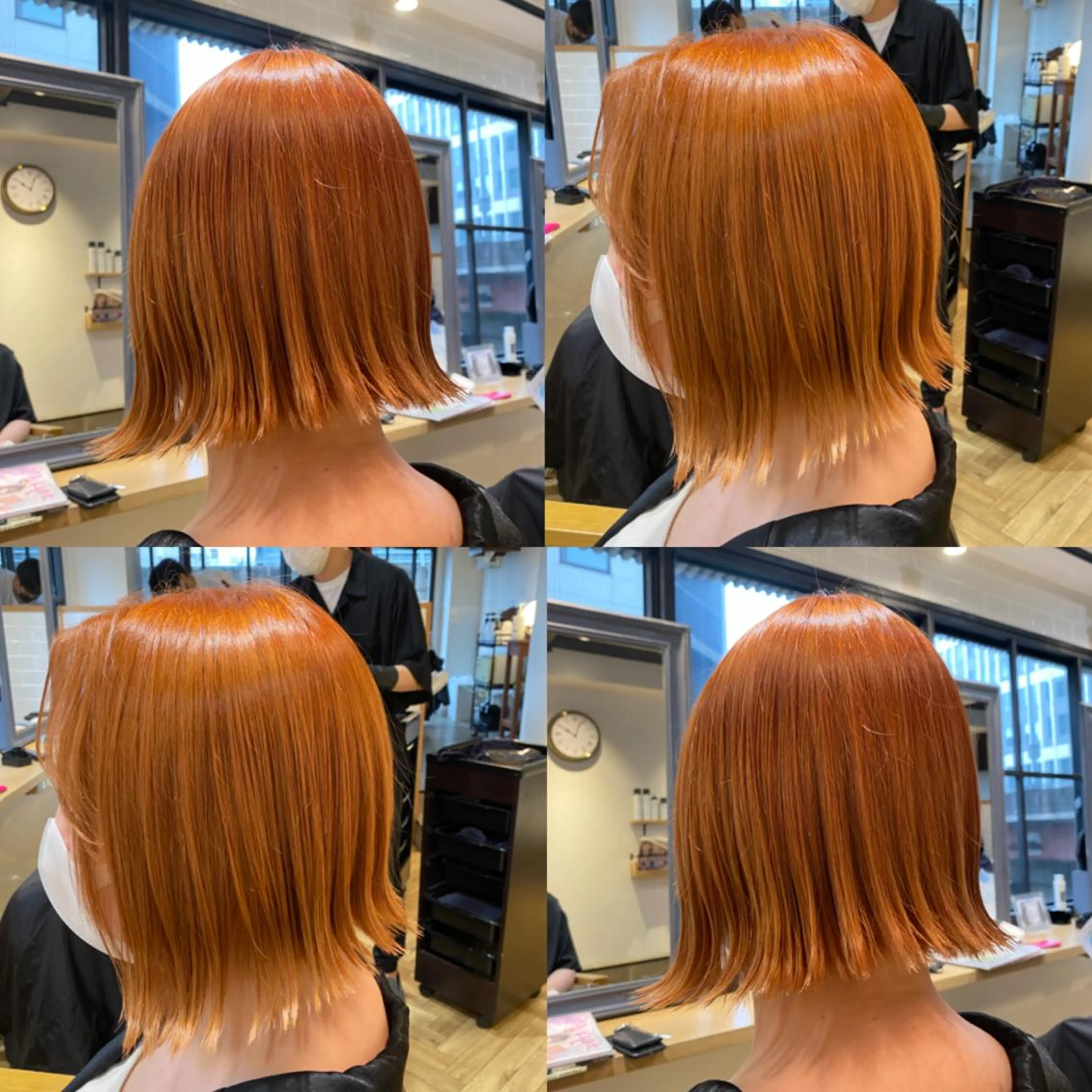 ショート カラー オレンジ 艶カラー/韓国顔周り 🎀mamiのヘアスタイル