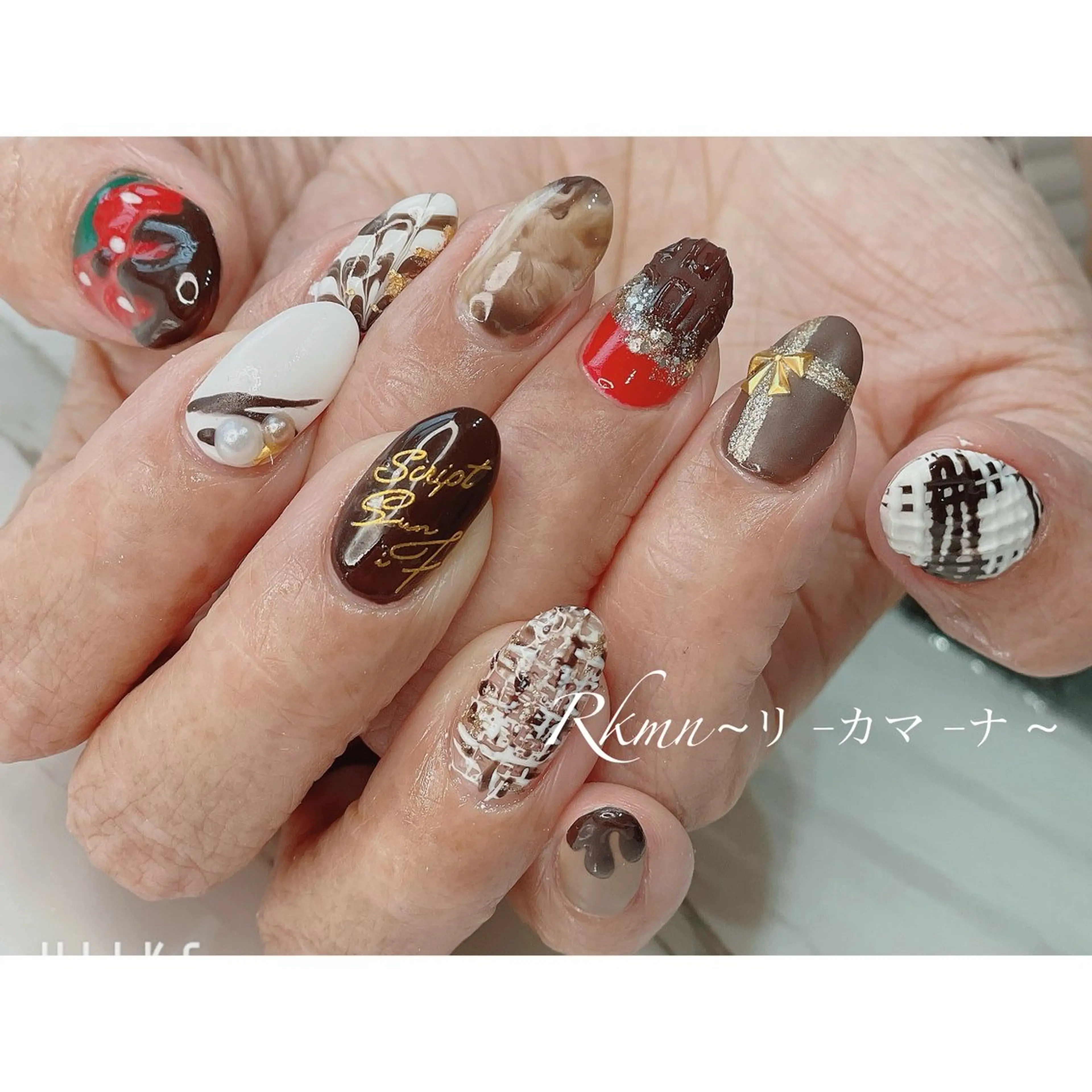 ネイル アートネイル 春ネイル バレンタイン ハンドネイル フットネイル ハンドケア Rkmn ~リ-カマ-ナ~のネイルデザイン