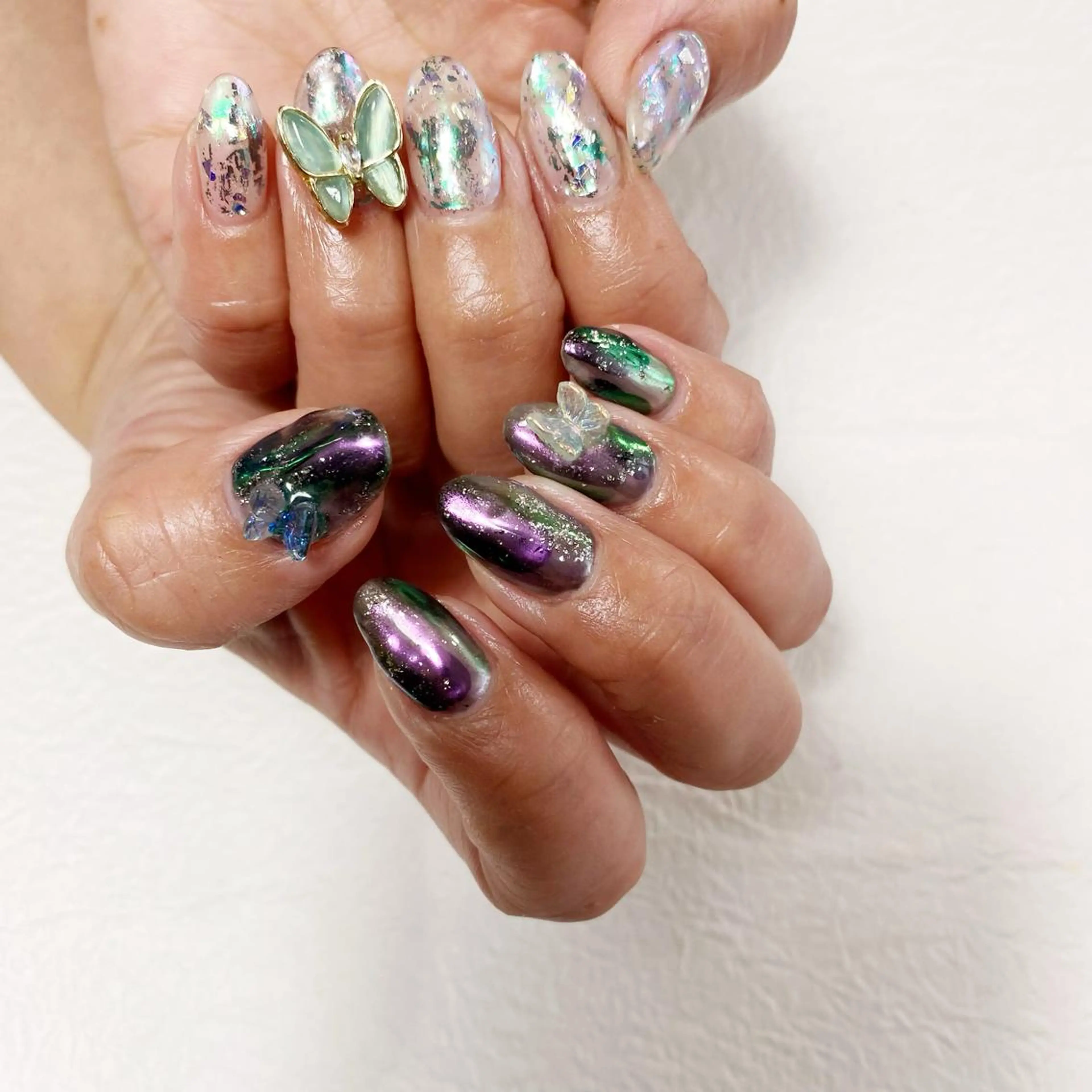 ネイル アートネイル ジェルネイル キラキラネイル 韓国ネイル ミラーネイル Y nail なんば堀江店のネイルデザイン