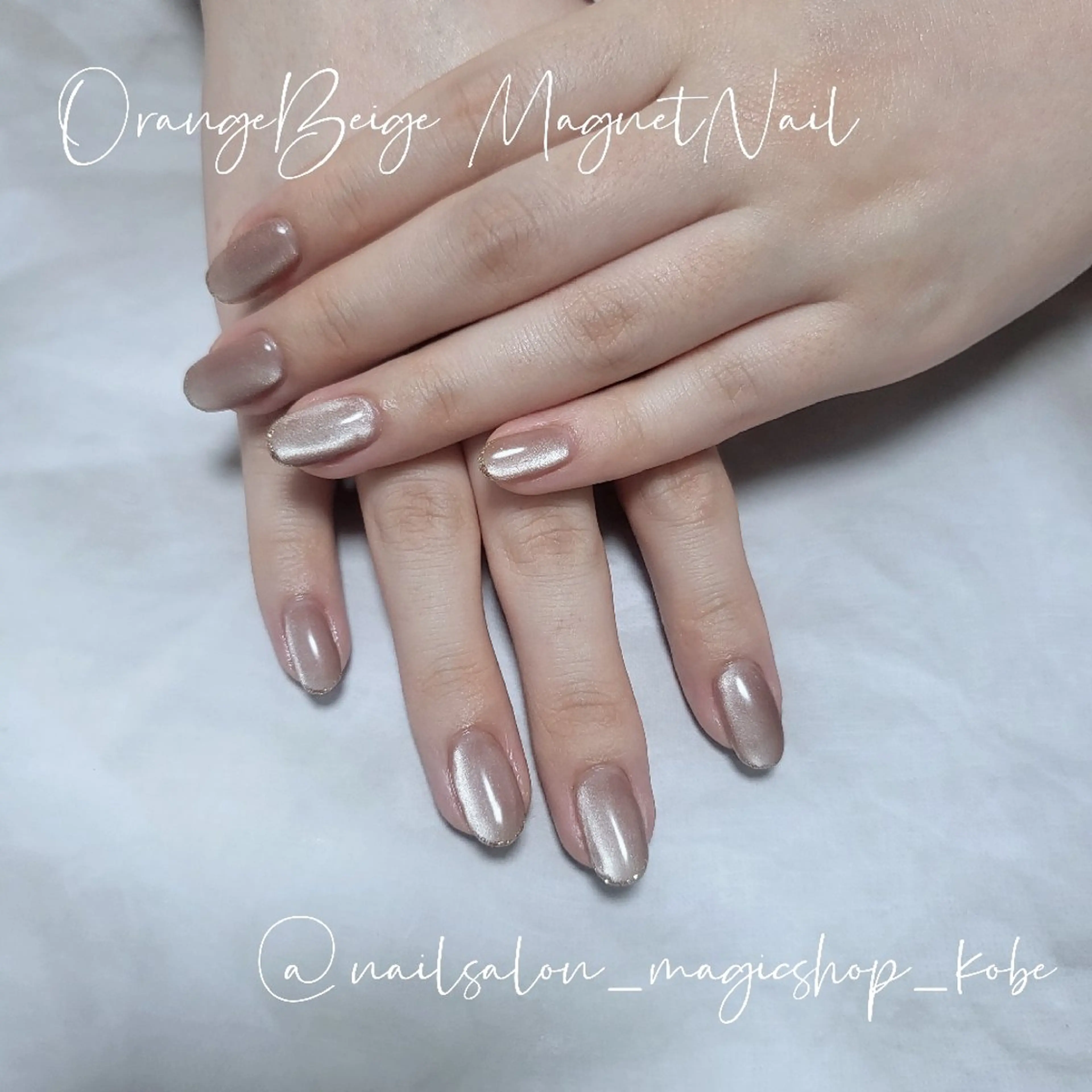 ネイル ジェルネイル ゴールド ラメ(グリッター) マグネットネイル オレンジ ハンドネイル Nailsalon MagicShopのネイルデザイン