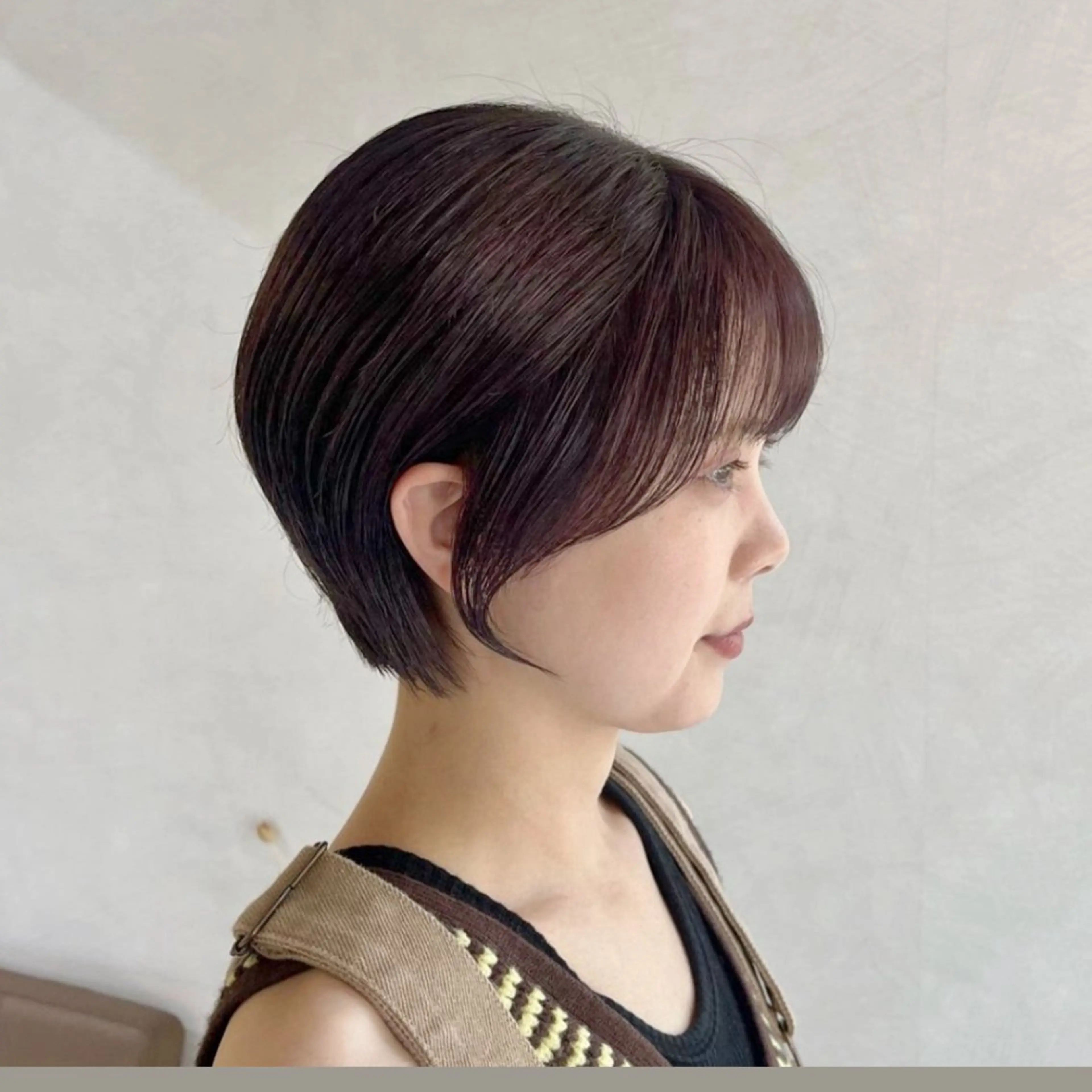 ショート 切りっぱなしボブ ボブ ショートヘア 韓国/カラー/ レイヤー🍒Rinoのヘアスタイル