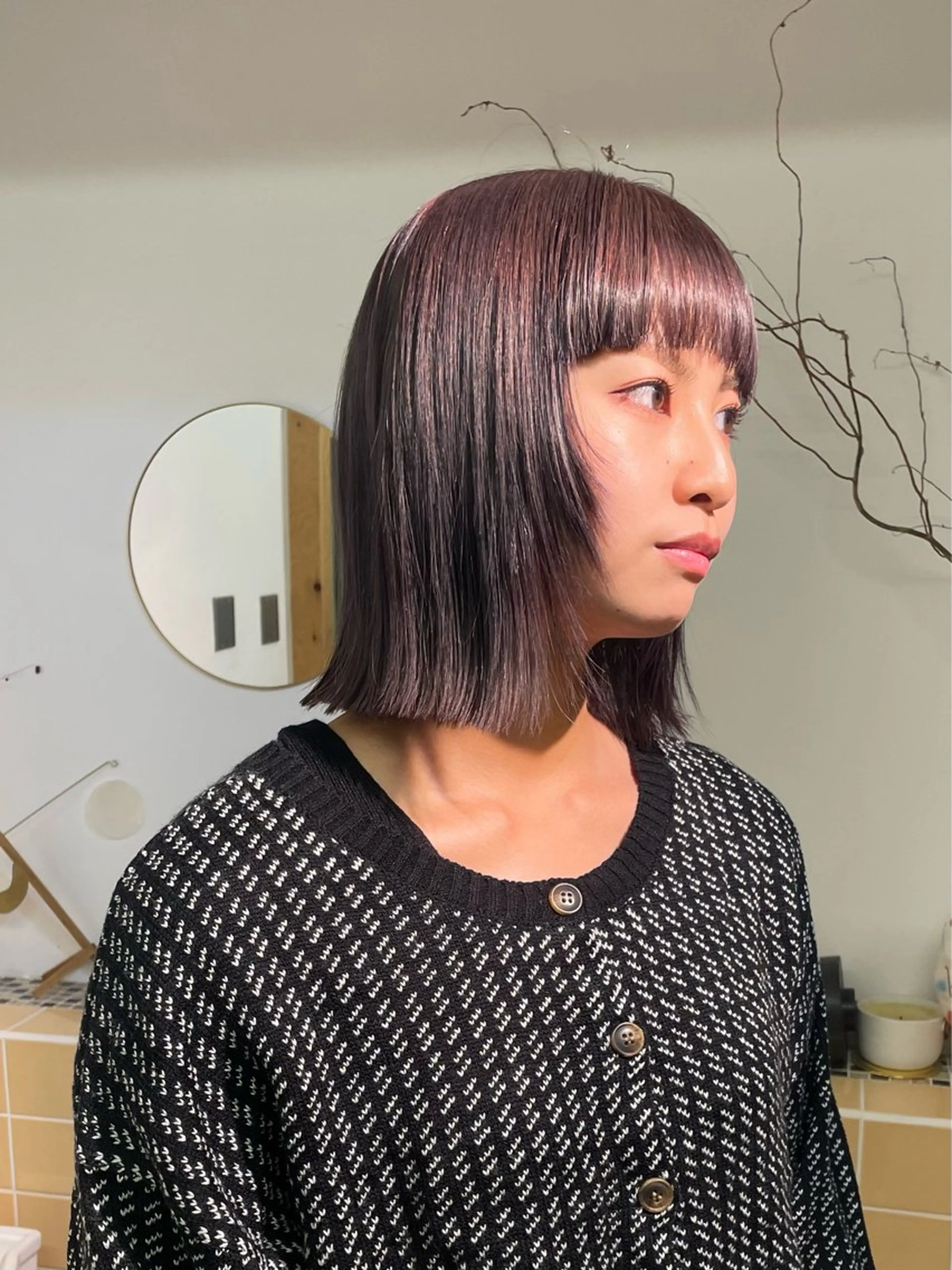 ミディアム カラー グレージュ ラベンダーカラー ラベンダーグレージュ ラベンダーグレー ヘアカラー Seeknext // Rukaのヘアスタイル