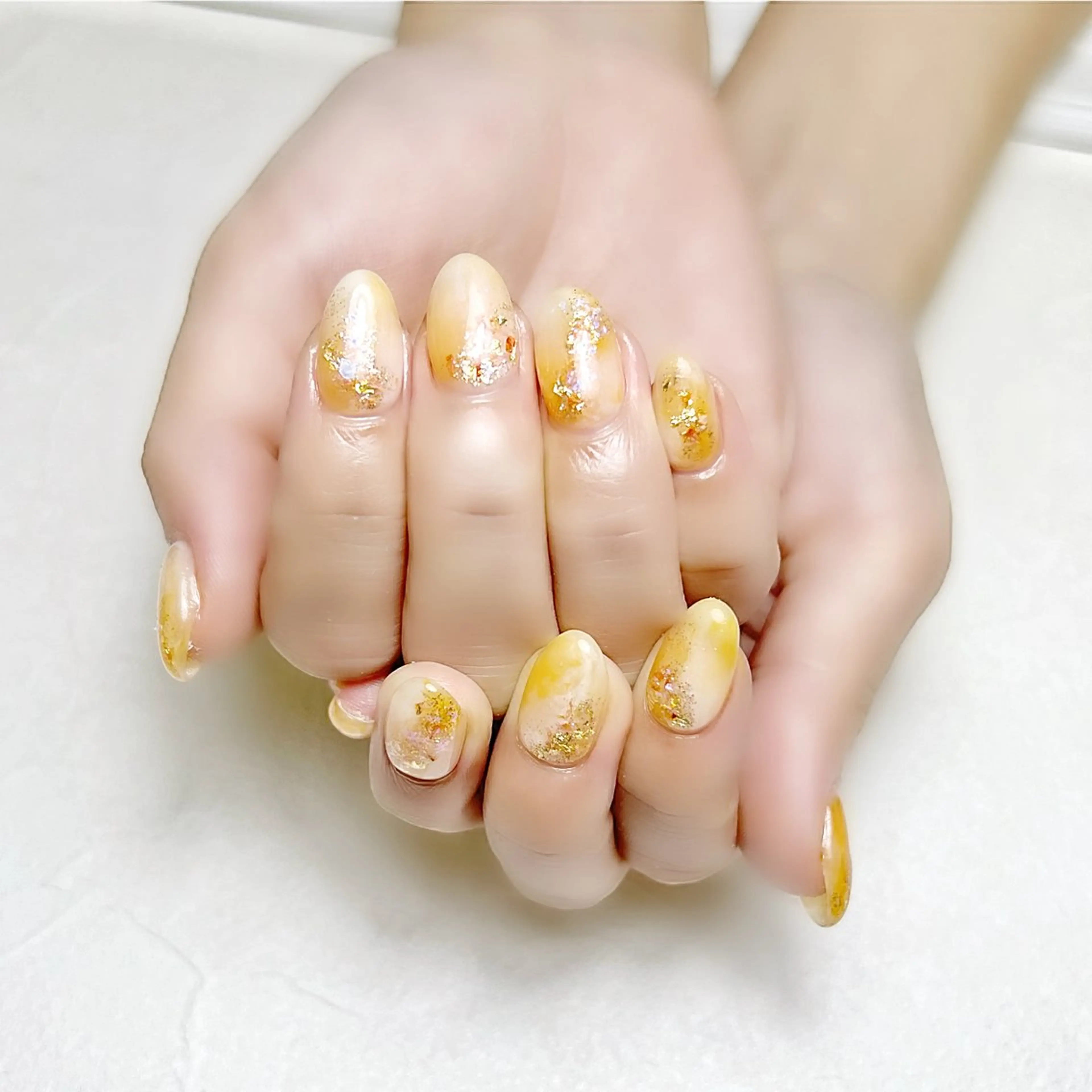 ネイル キラキラネイル ニュアンスネイル オレンジ rouse nail RISATOのネイルデザイン