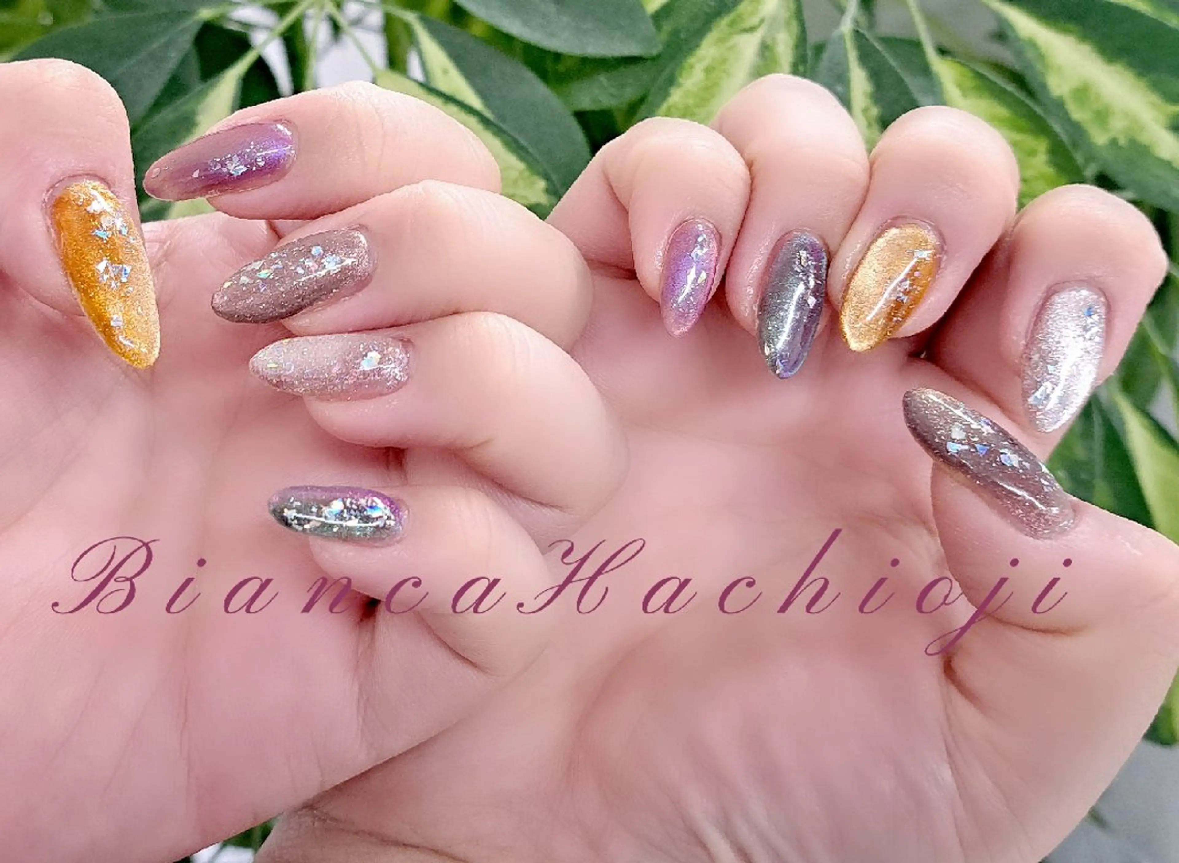 ネイル キラキラネイル マグネットネイル ハンドネイル Bianca八王子 まえさだのネイルデザイン