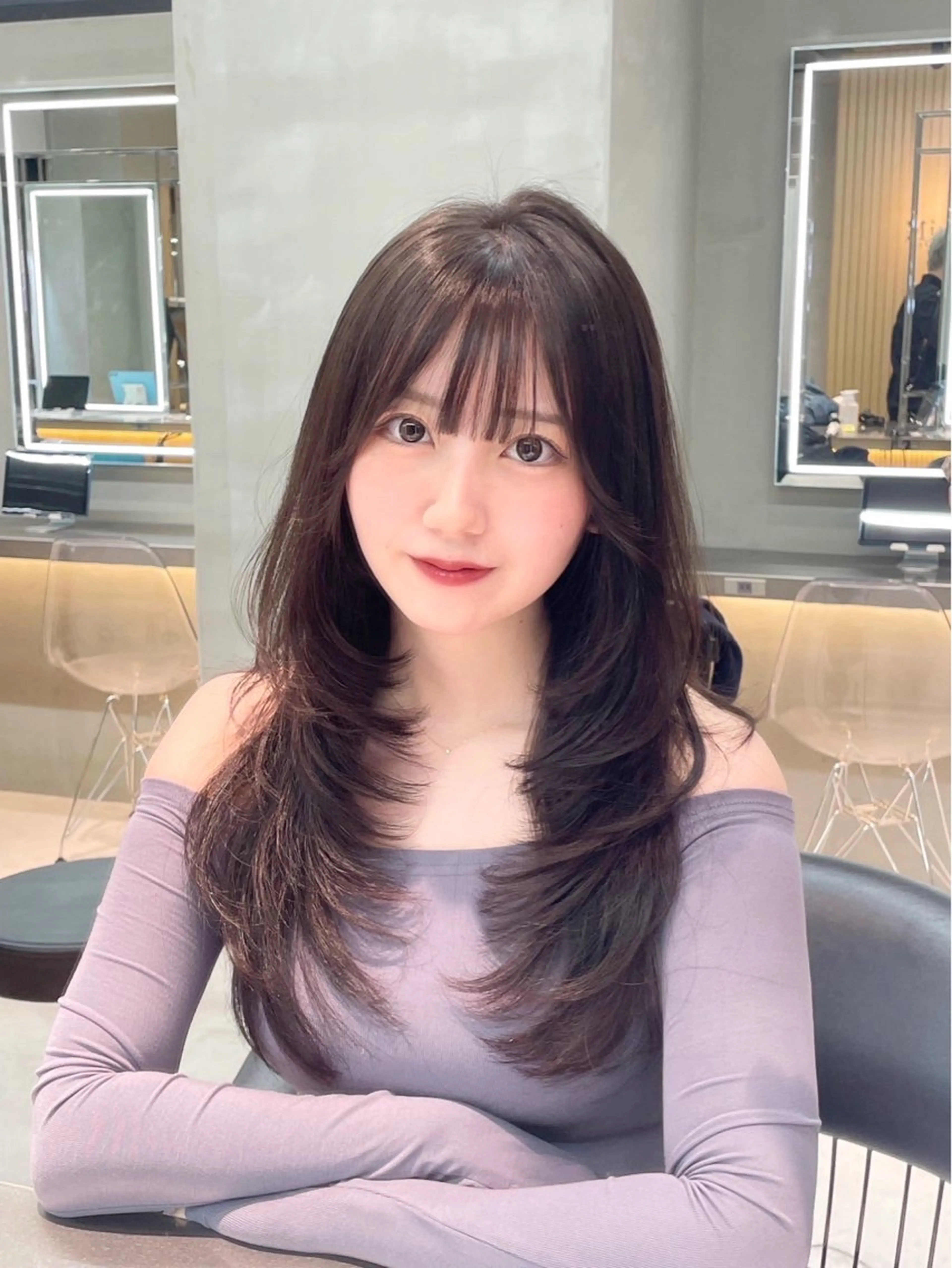 セミロング カラー カット ヘアカラー トリートメント Lond mare レイヤーカット/韓国のヘアスタイル