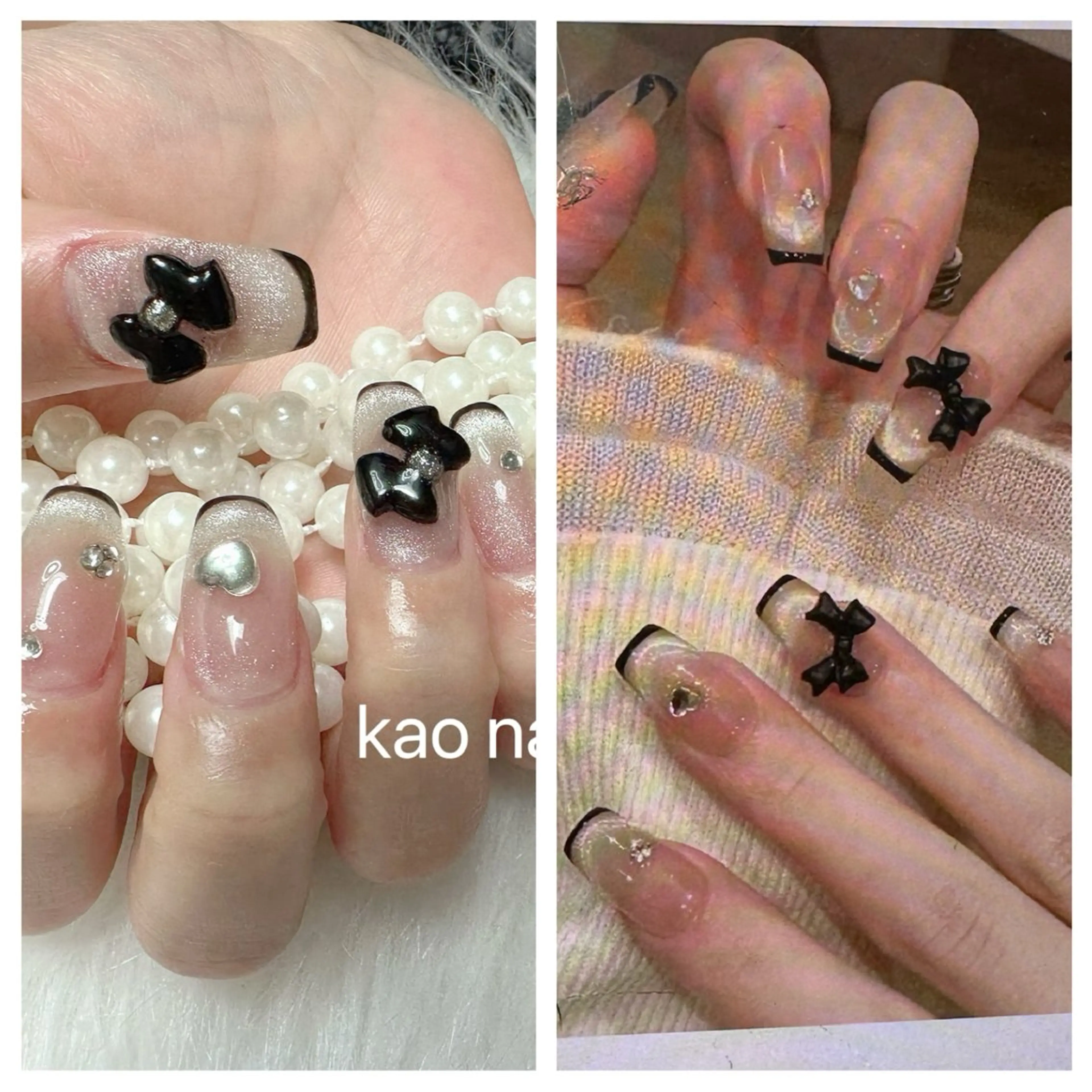 ネイル チークネイル 長さ出し フレンチネイル ジェルネイル ガラスフレンチ ハンドネイル kao nail マグネット/長さだしのネイルデザイン