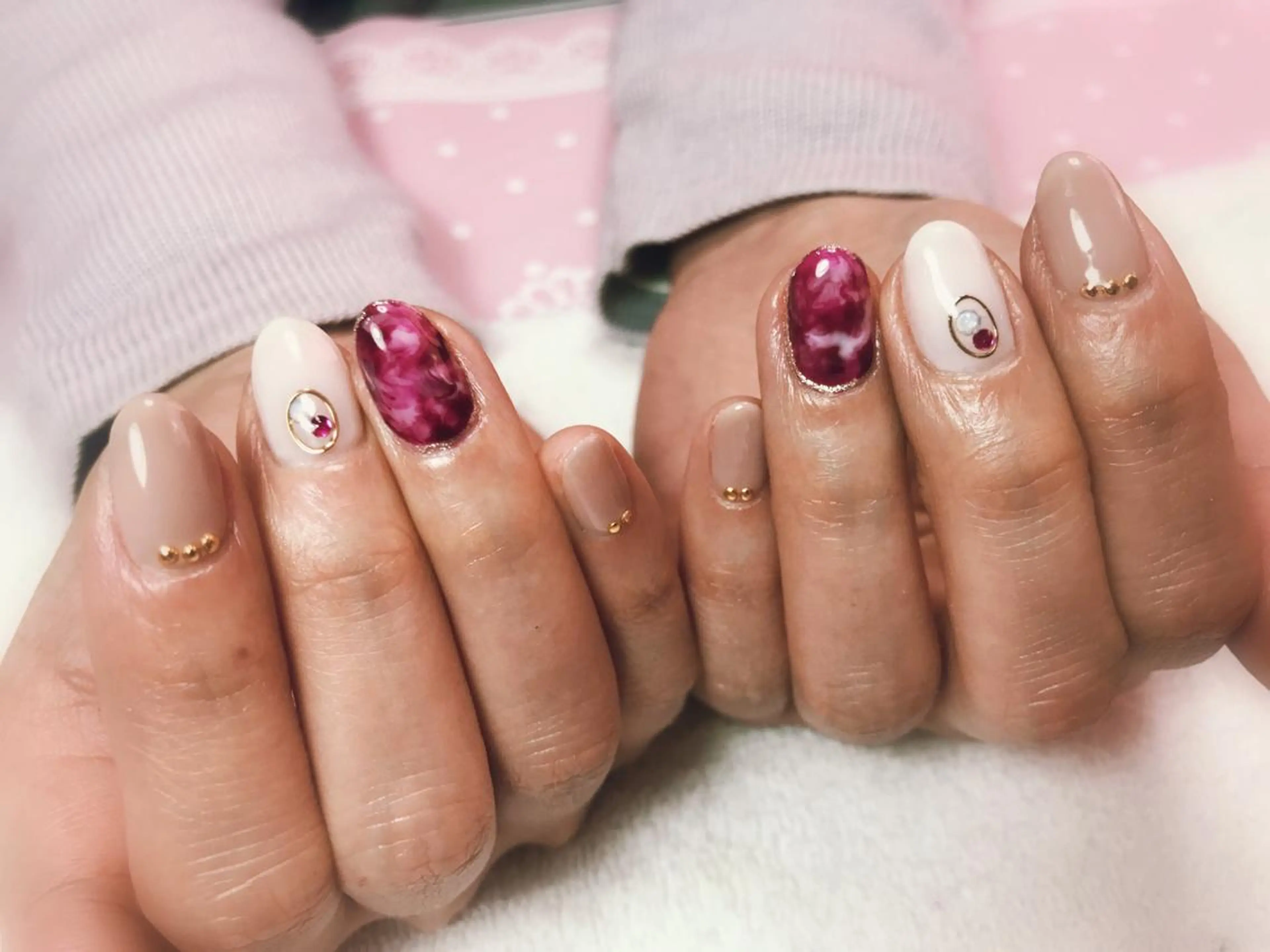 ネイル 大理石ネイル(マーブル) ピンク Era nailのネイルデザイン