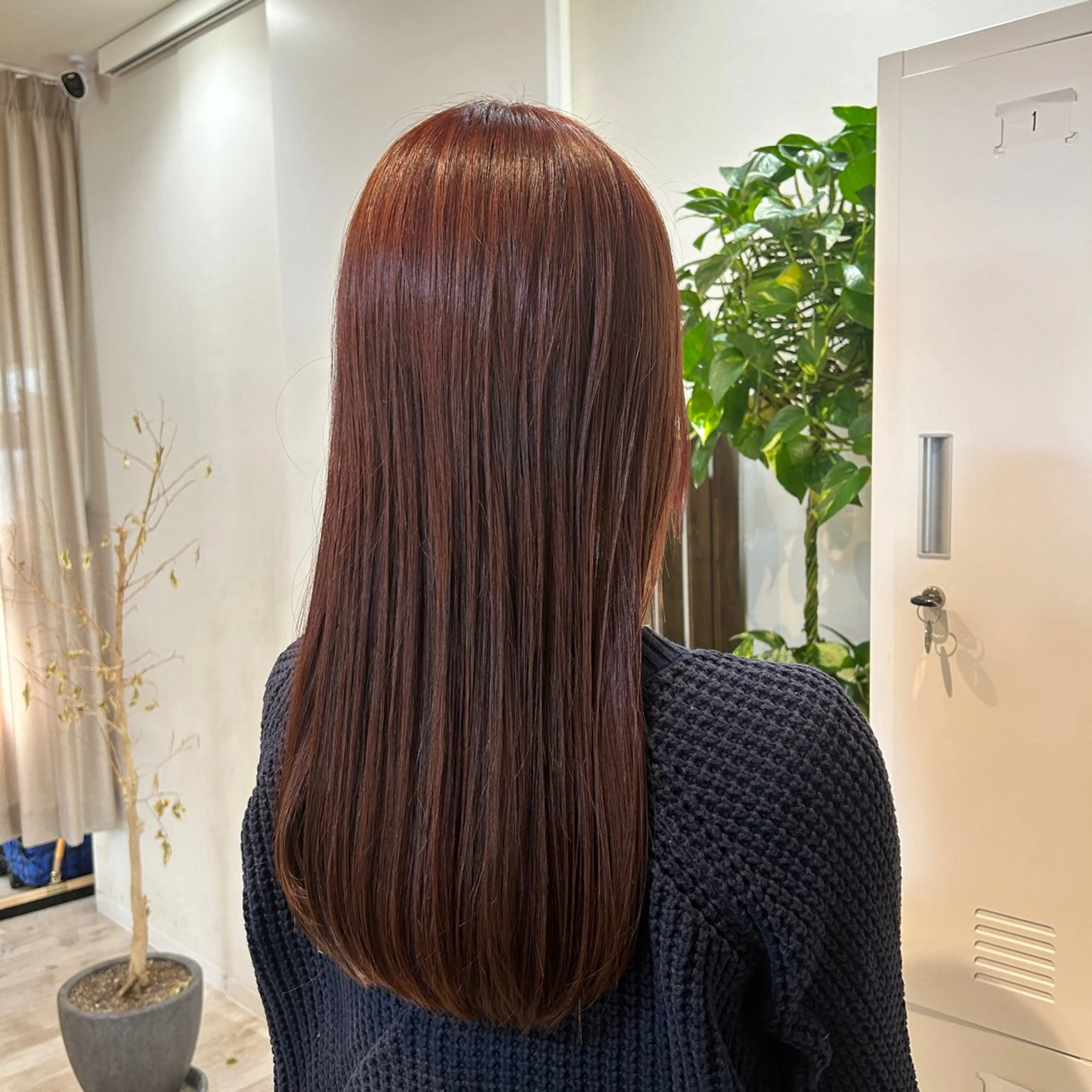 ロング カラー ブラウンカラー レッドカラー レッドブラウン カット ヘアカラー 山本 知佳のヘアスタイル