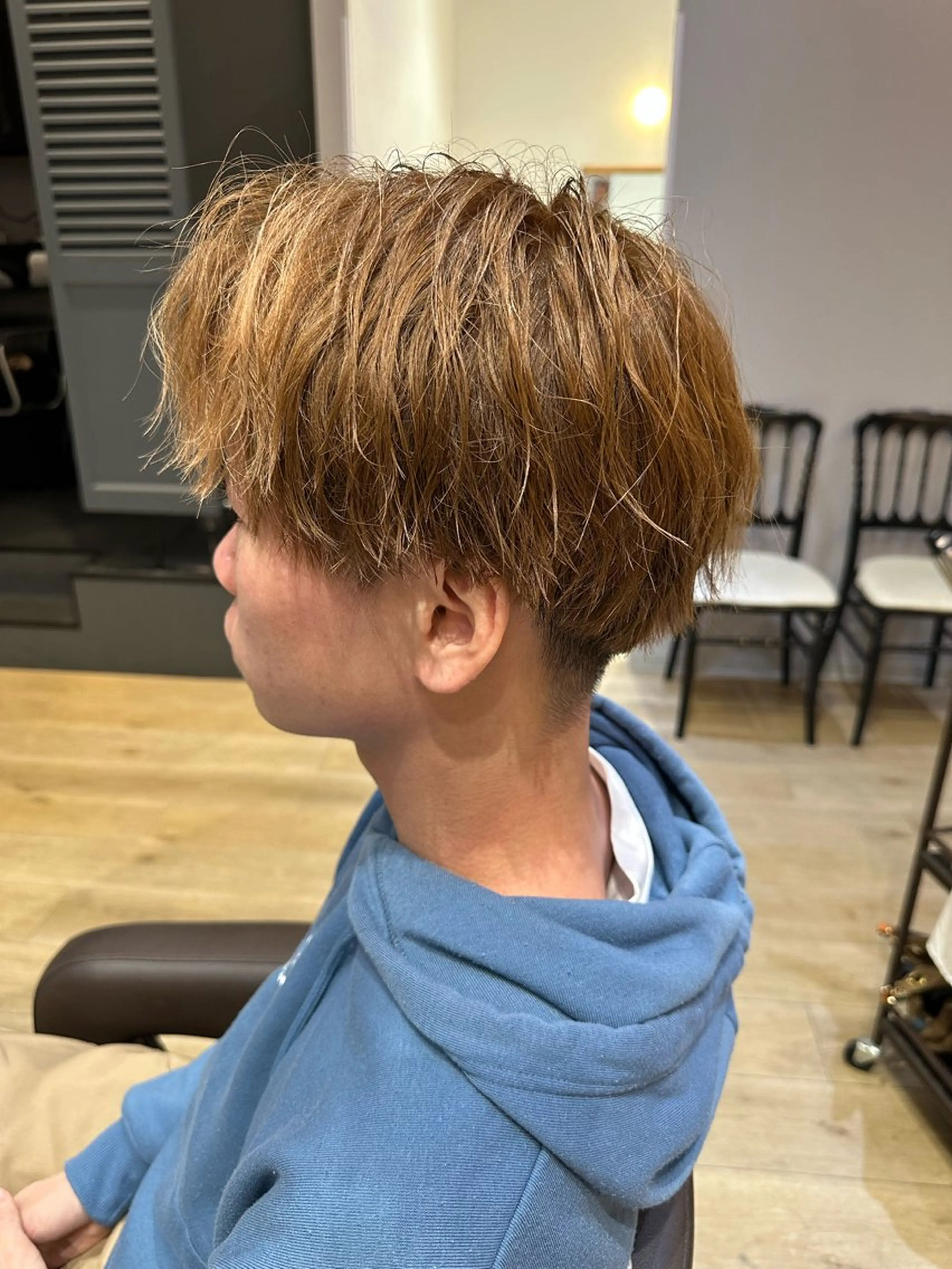 ショート カラー パーマ ヘアアレンジ メンズ キッズ メンズバレイヤージュ メンズハイライト メンズパーマ 波巻きパーマ バレイヤージュ Chere rosso 金剛店所属・色落ち綺麗な艶カラー 北野豊彦のヘアスタイル