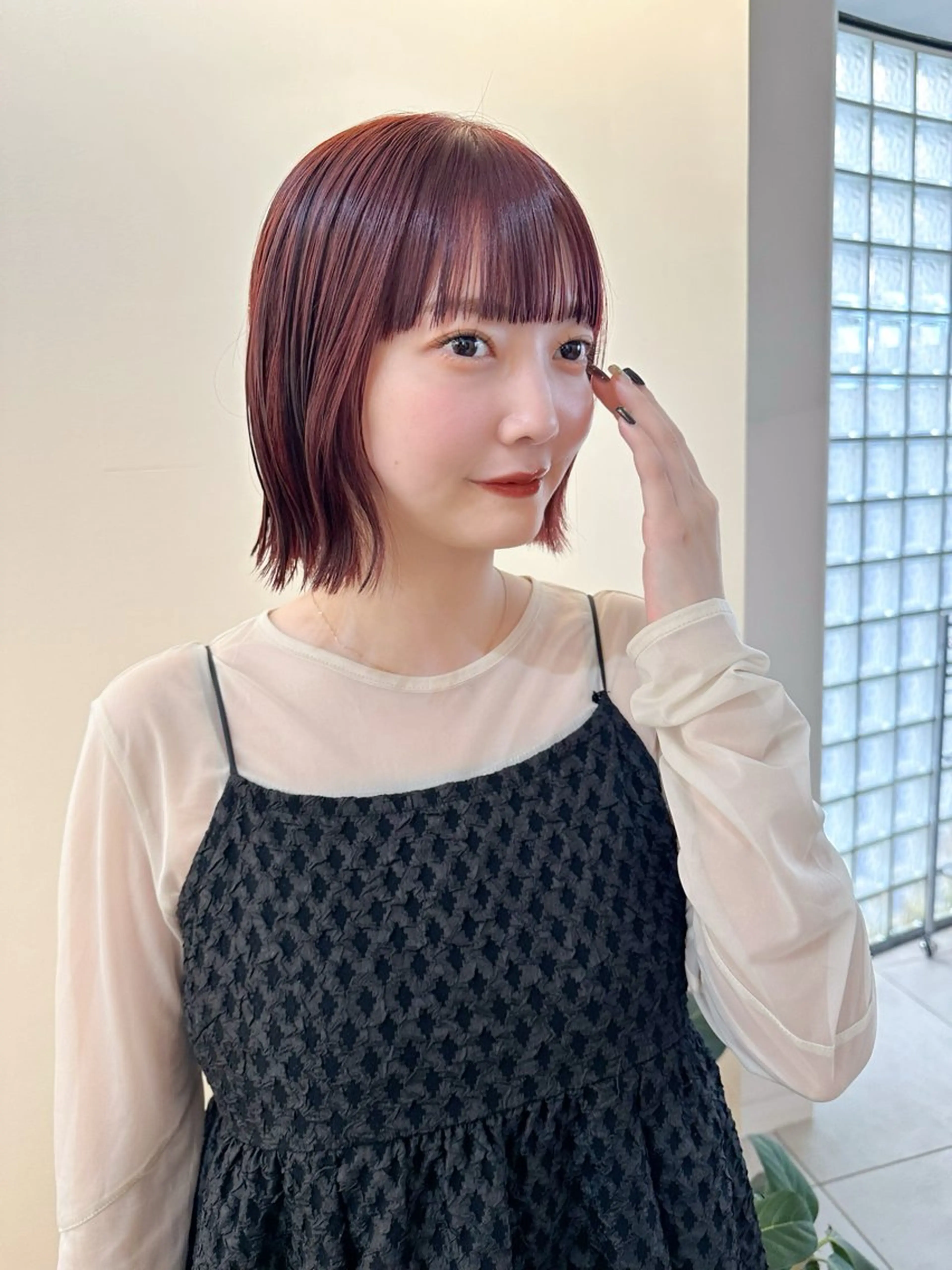 ミディアム カット ヘアカラー トリートメント ヘアセット 🧸🫧暖色/ボブ/ 橋本美柚🫧🧸のヘアスタイル