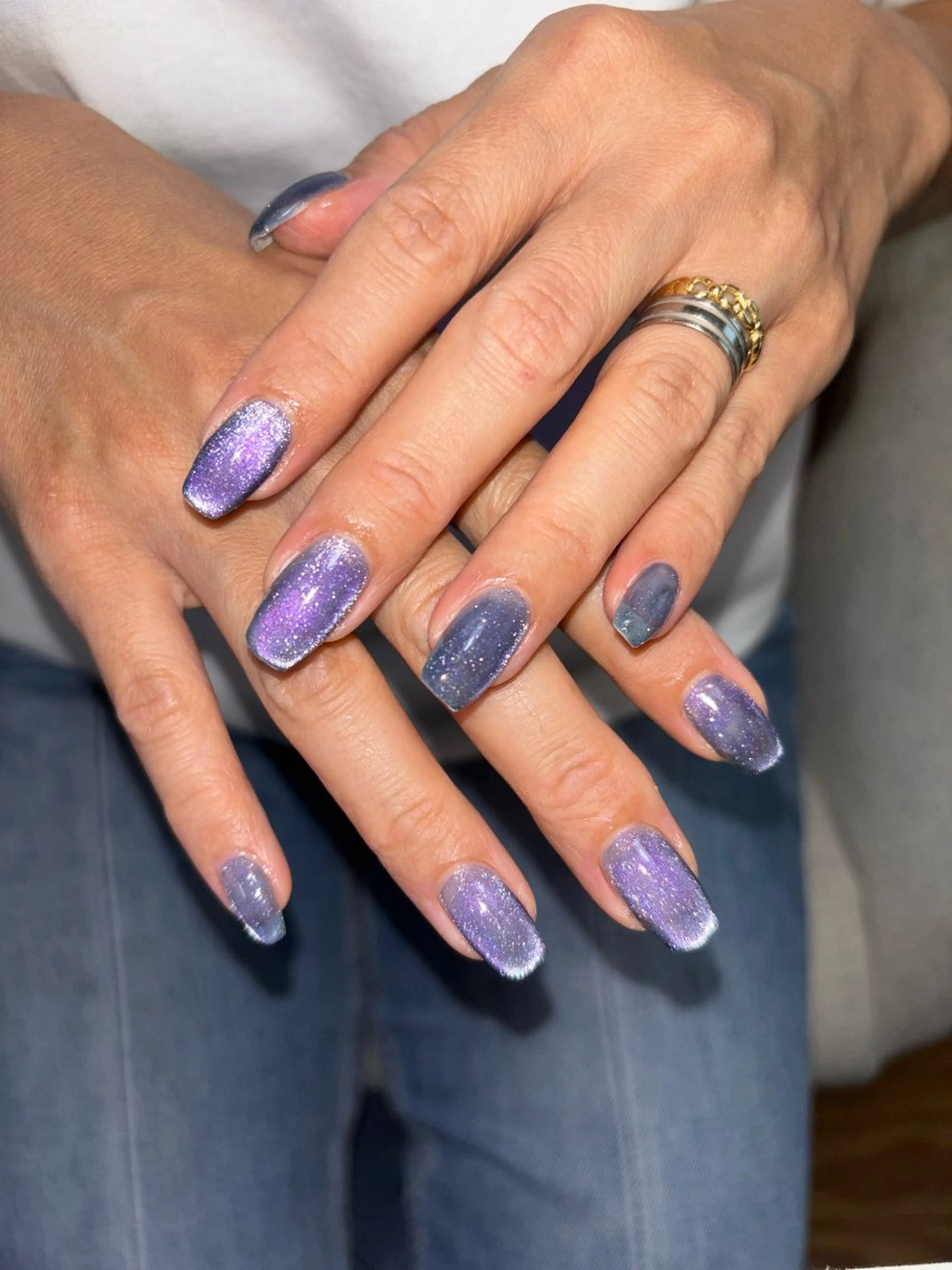 ネイル ブルー フラッシュネイル フラッシュマグ マグネットネイル パープル is.nail 🌷sonokoのネイルデザイン