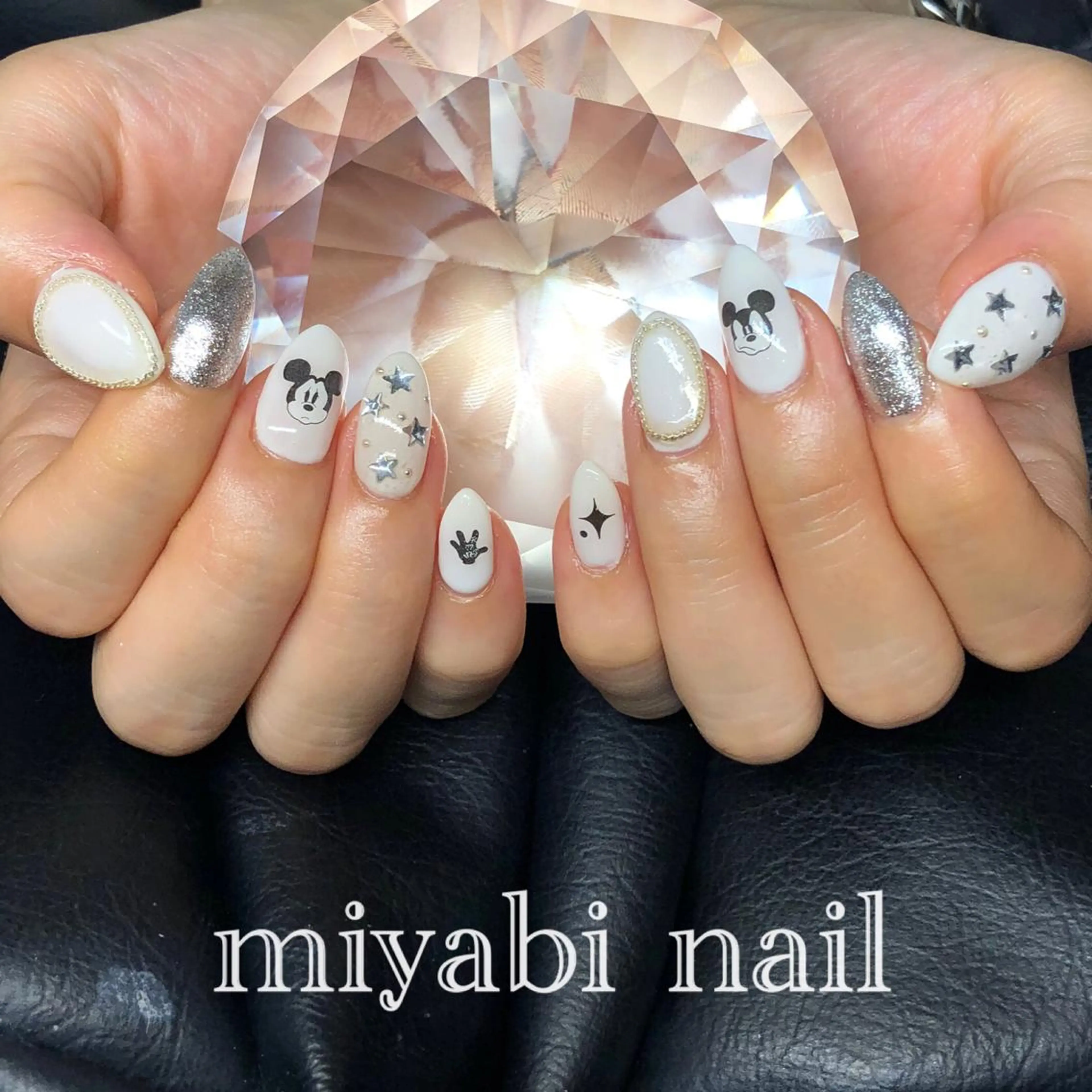 ネイル ジェルネイル 持ち込み シルバー ハンドネイル miyabi nail 桂川駅近くのネイルデザイン