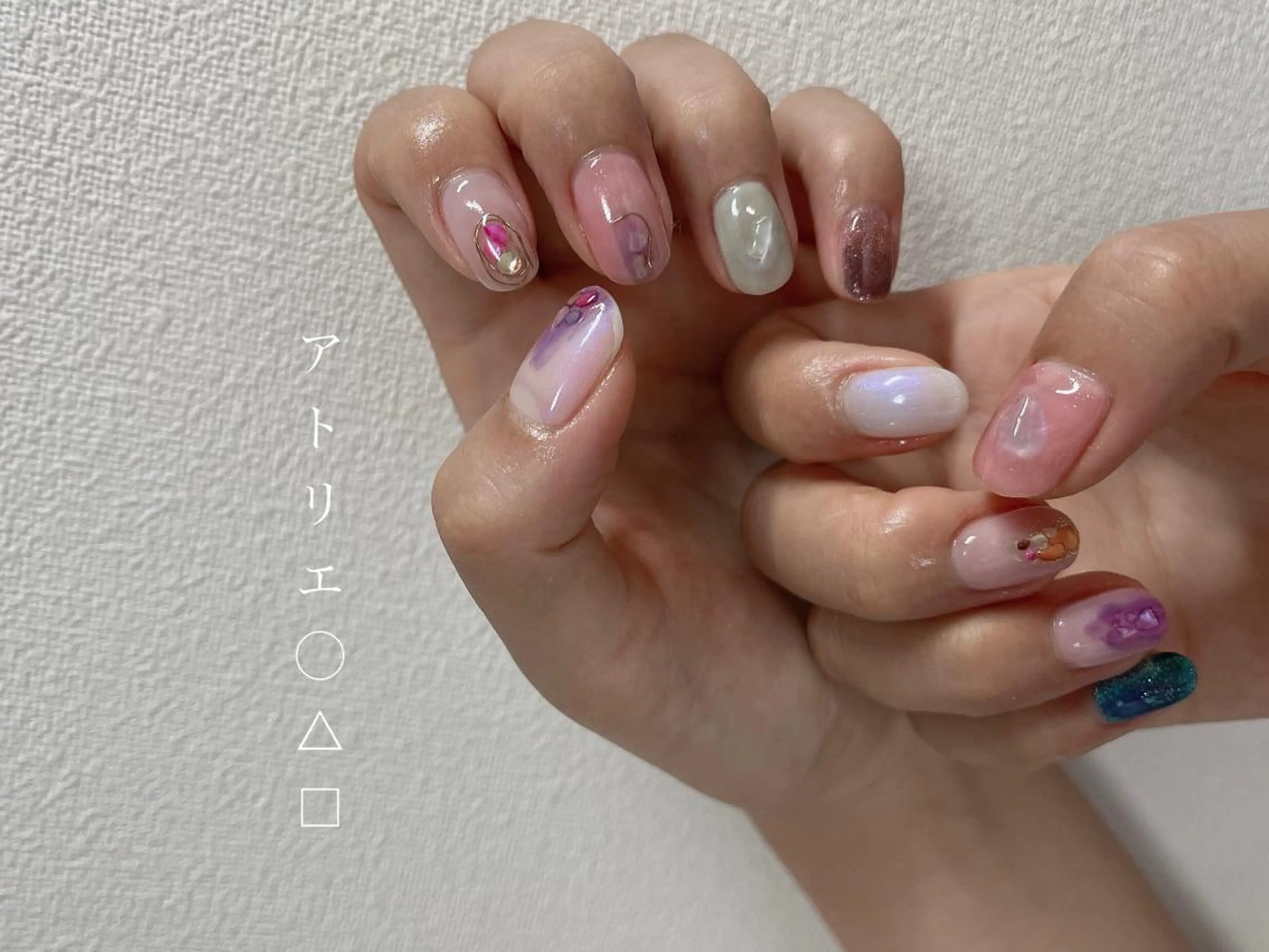 ネイル ニュアンスネイル 春ネイル ハンドネイル アトリエ ○△□のネイルデザイン